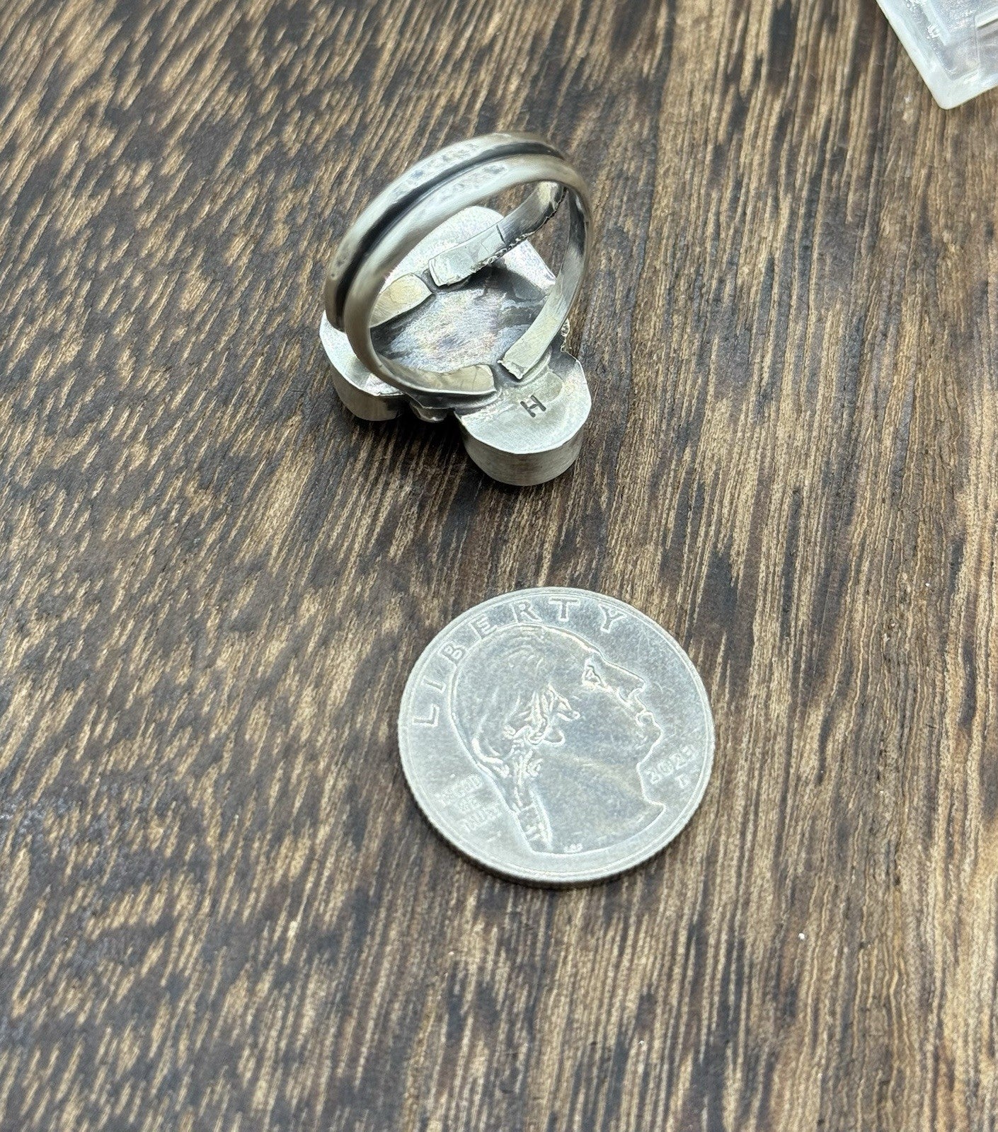 Navajo Handmade Sterling Silver White Water Turquoise Cluster Ring Size 9