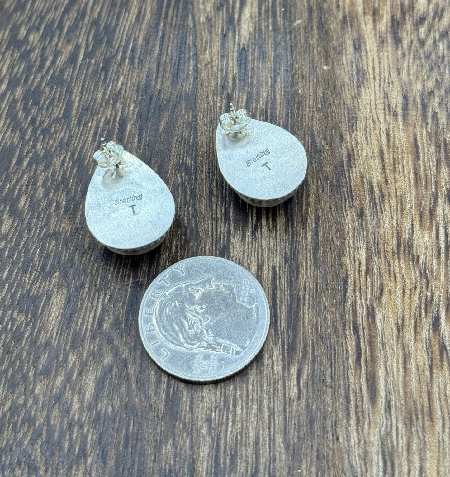 Native Navajo Handmade Sterling Silver Blue Bird Turquoise Post Stud Earrings