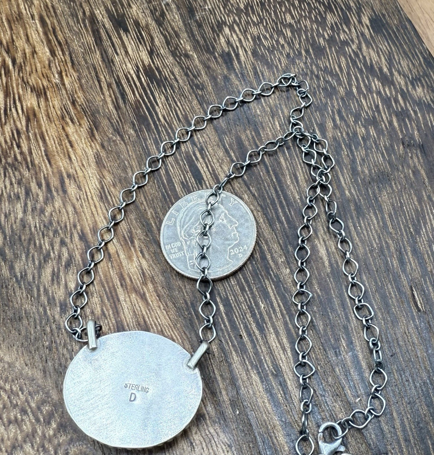 Native American Navajo Handmade Sterling Silver Dahlia Rose Bar Necklace 18”