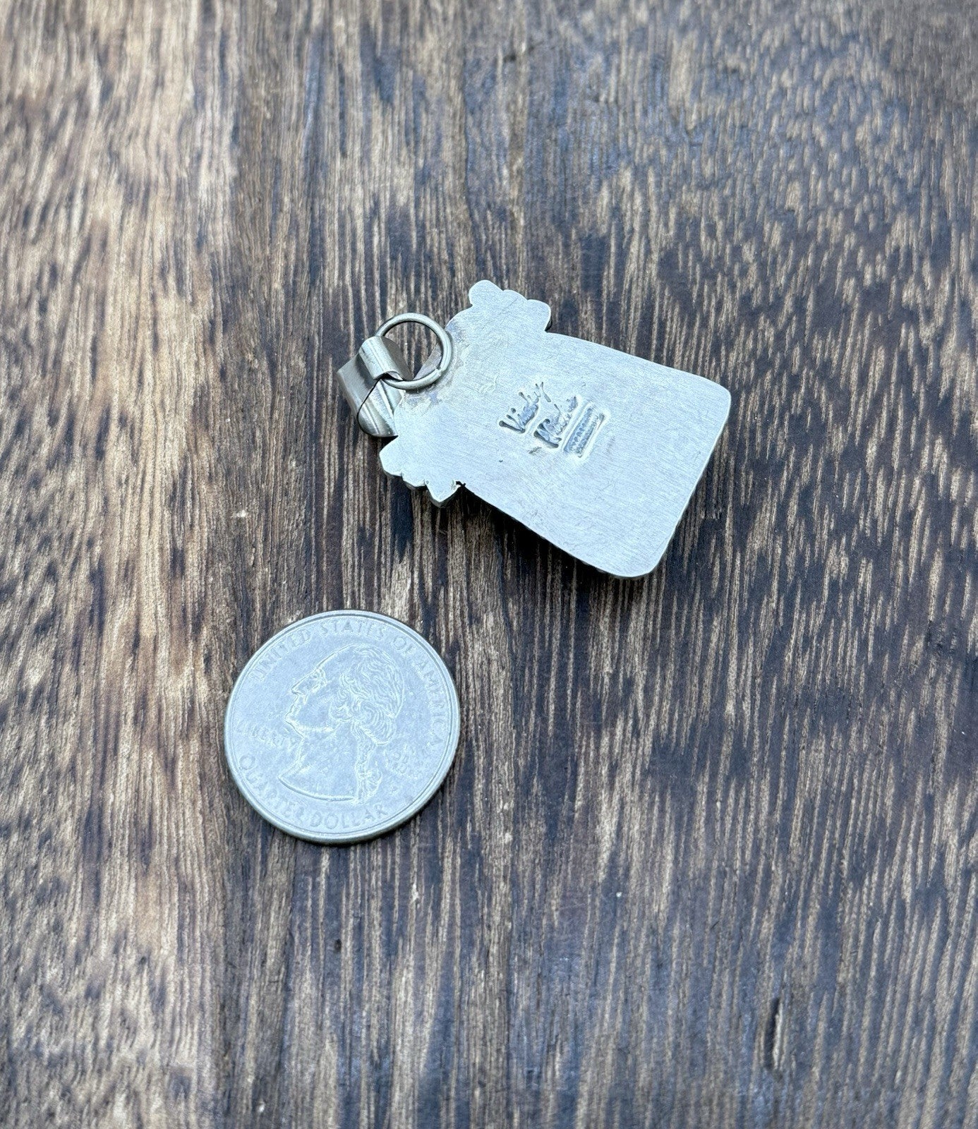 Native American Navajo Handmade Sterling Silver White Buffalo Pendant Old Look