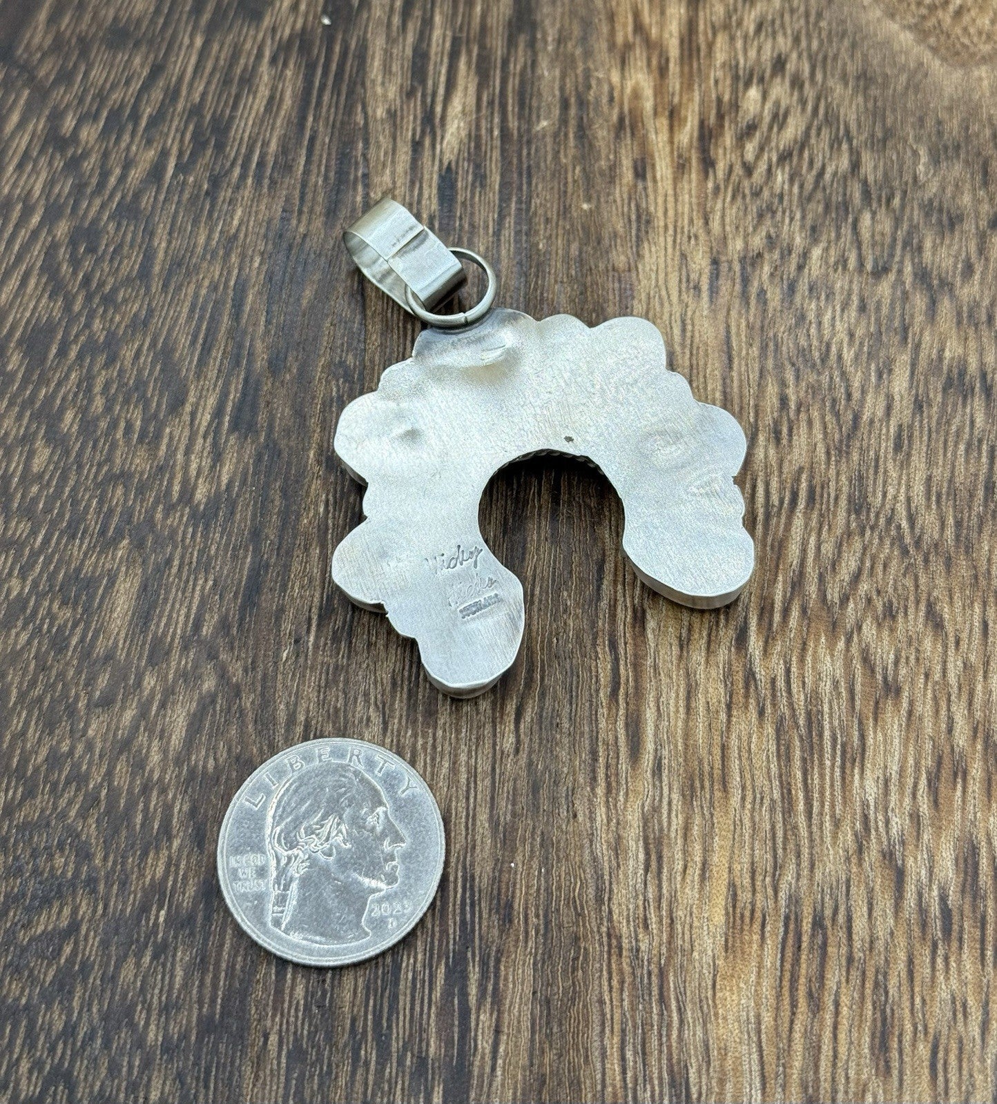 Native Navajo Handmade Sterling Silver Blue Ridge Turquoise Cluster Naja Pendant