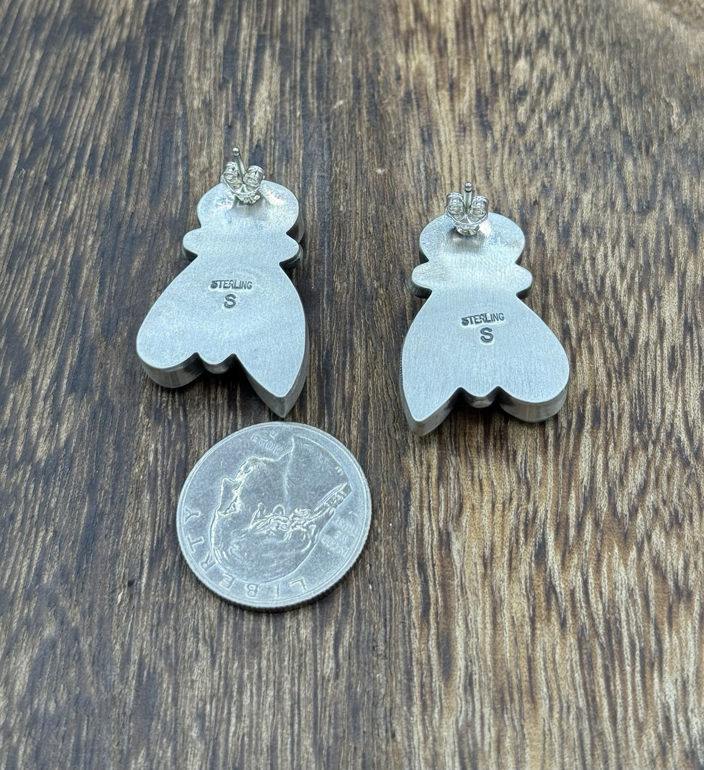 Navajo Handmade Sterling Silver White Water Turquoise Post Cluster Earrings