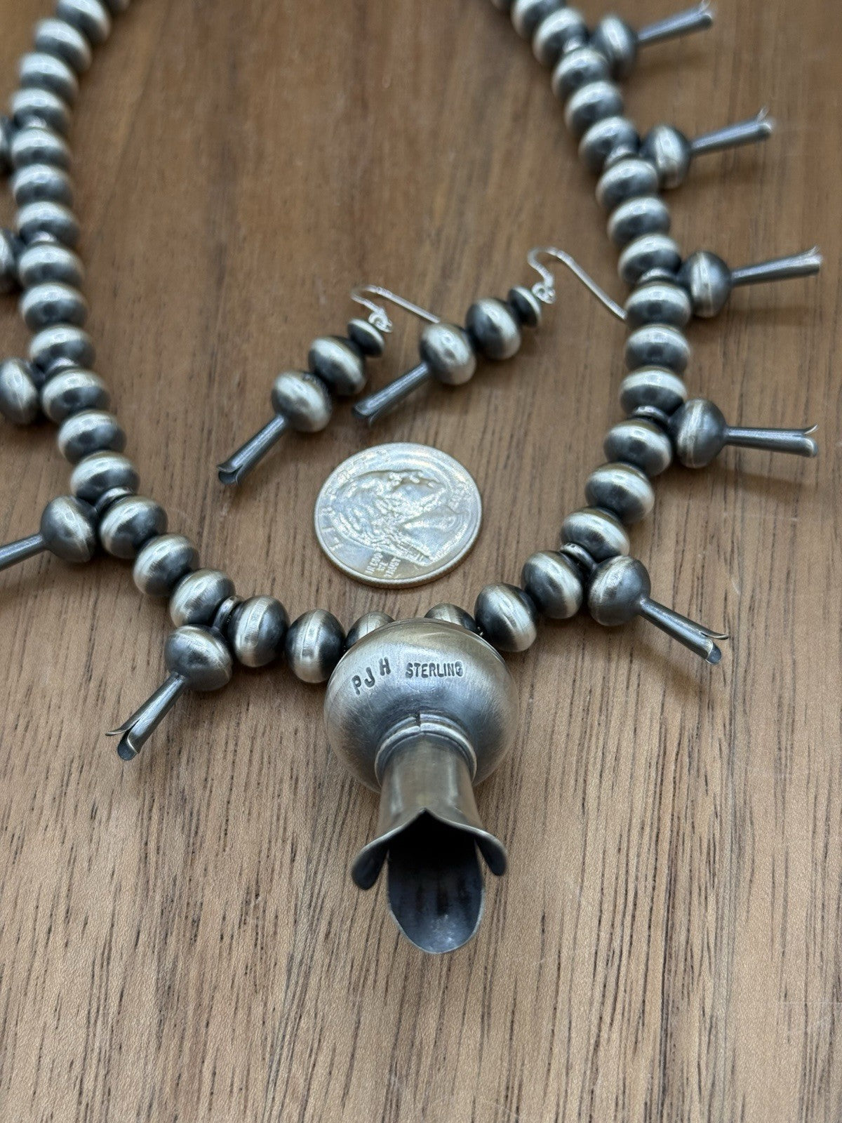 Authentic Navajo Handmade Old Look Navajo Pearl Bead Necklace Blossom Set 20”