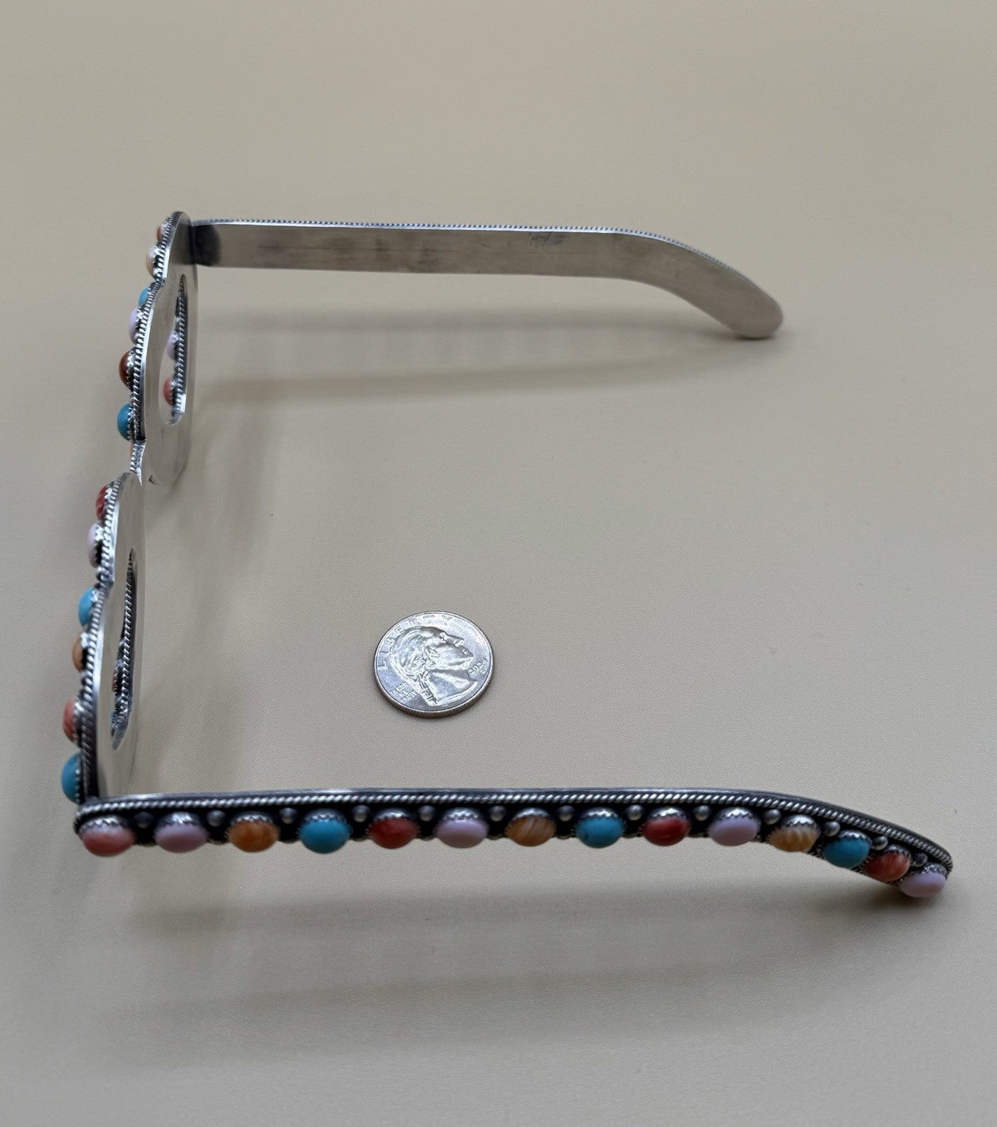 First Ever Navajo Handmade Sterling Silver Multi Stone Glasses By Tricia Smith