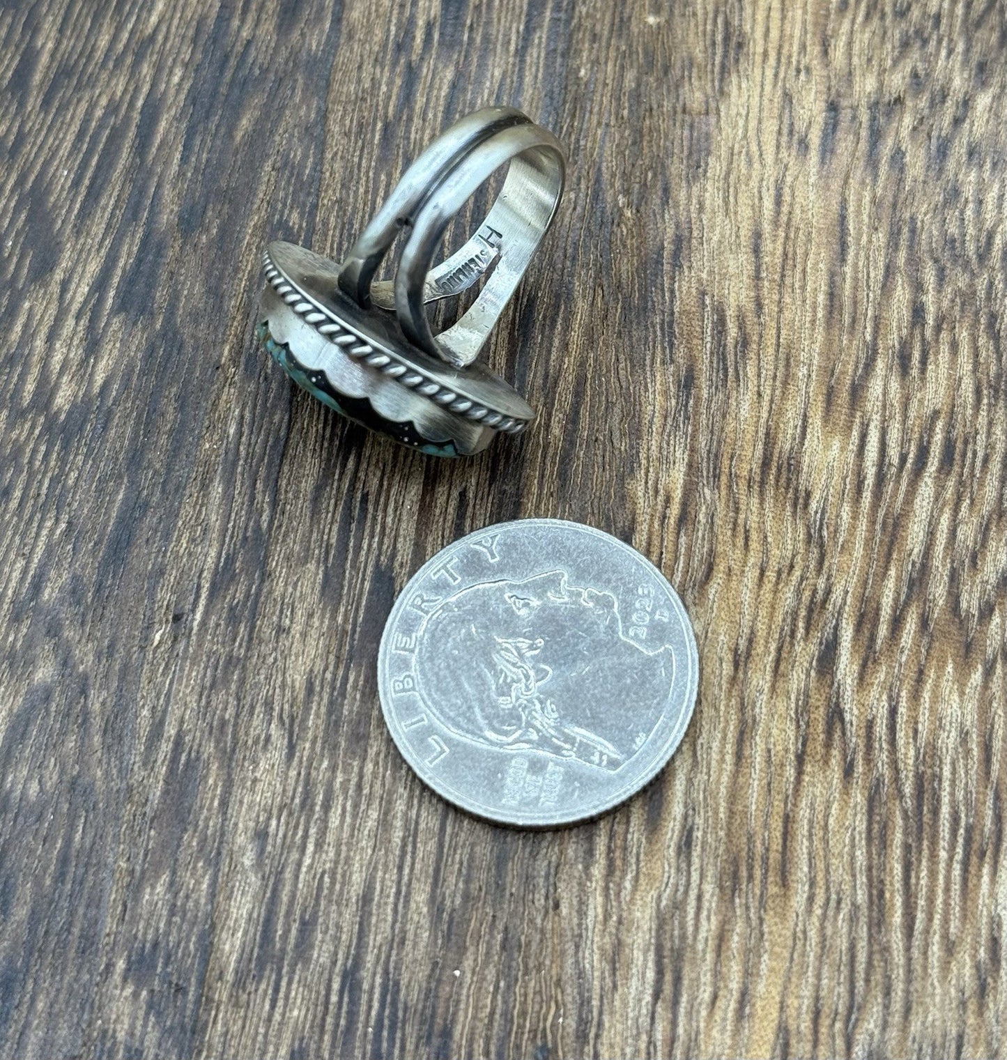 Native American Navajo Handmade Sterling Silver Royston Turquoise Ring Size 7