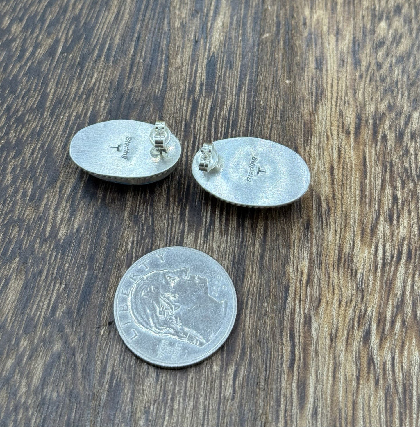 Native Navajo Handmade Sterling Silver Blue Bird Turquoise Post Stud Earrings