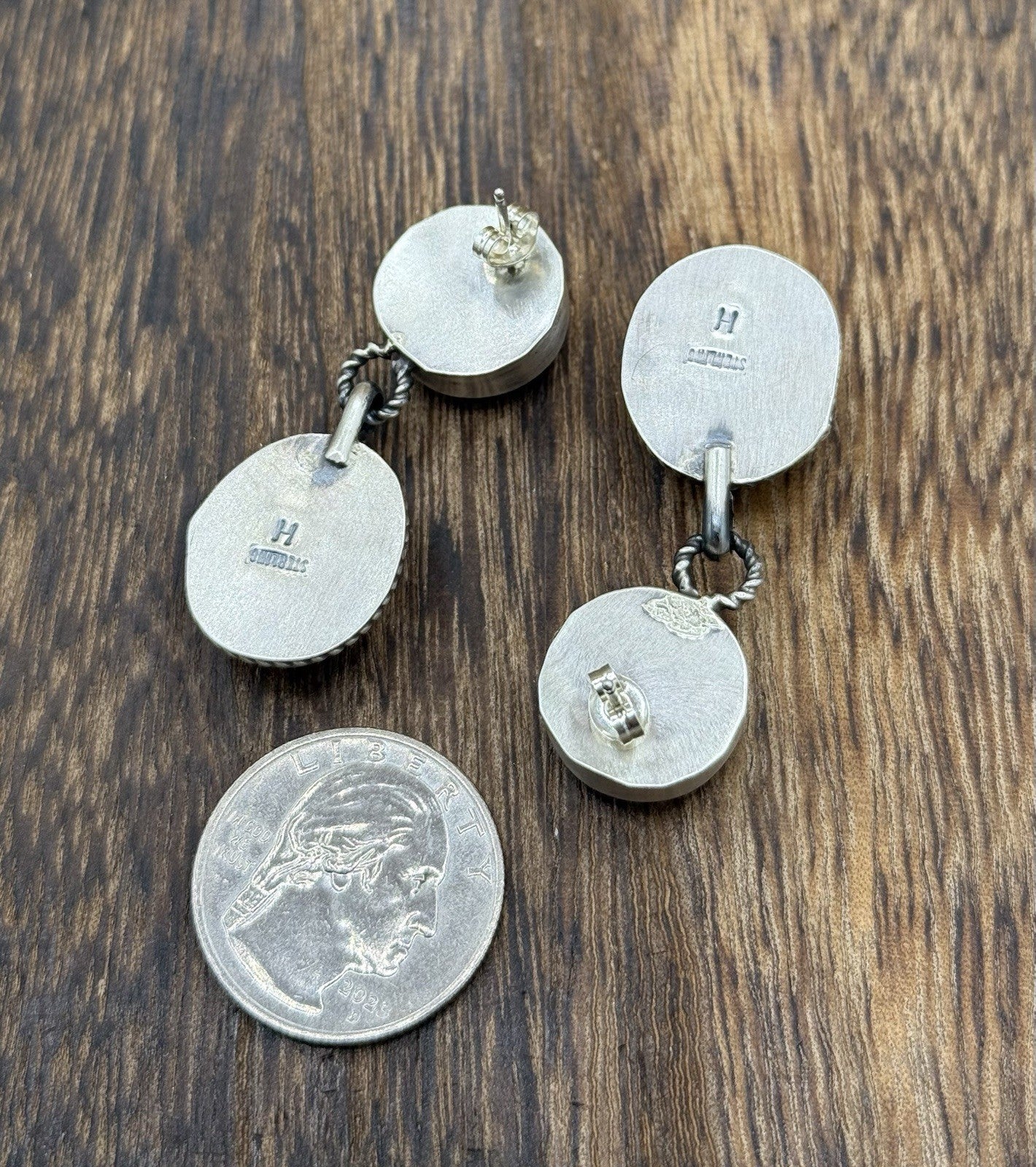 Navajo Handmade Sterling Silver Mixed Spiny Oyster Shell Post Dangle Earrings