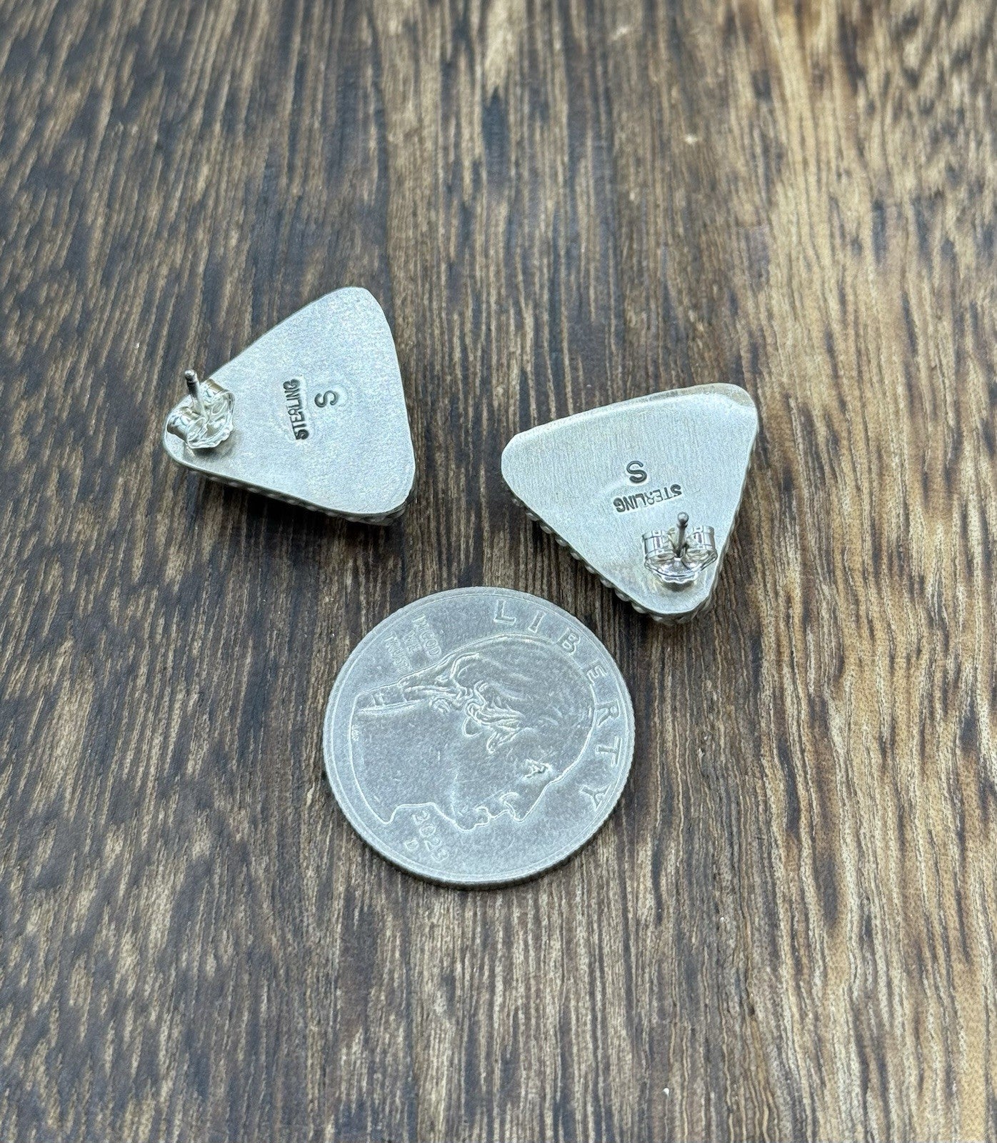Native Navajo Handmade Sterling Silver Orange Spiny Oyster Shell Stud Earrings