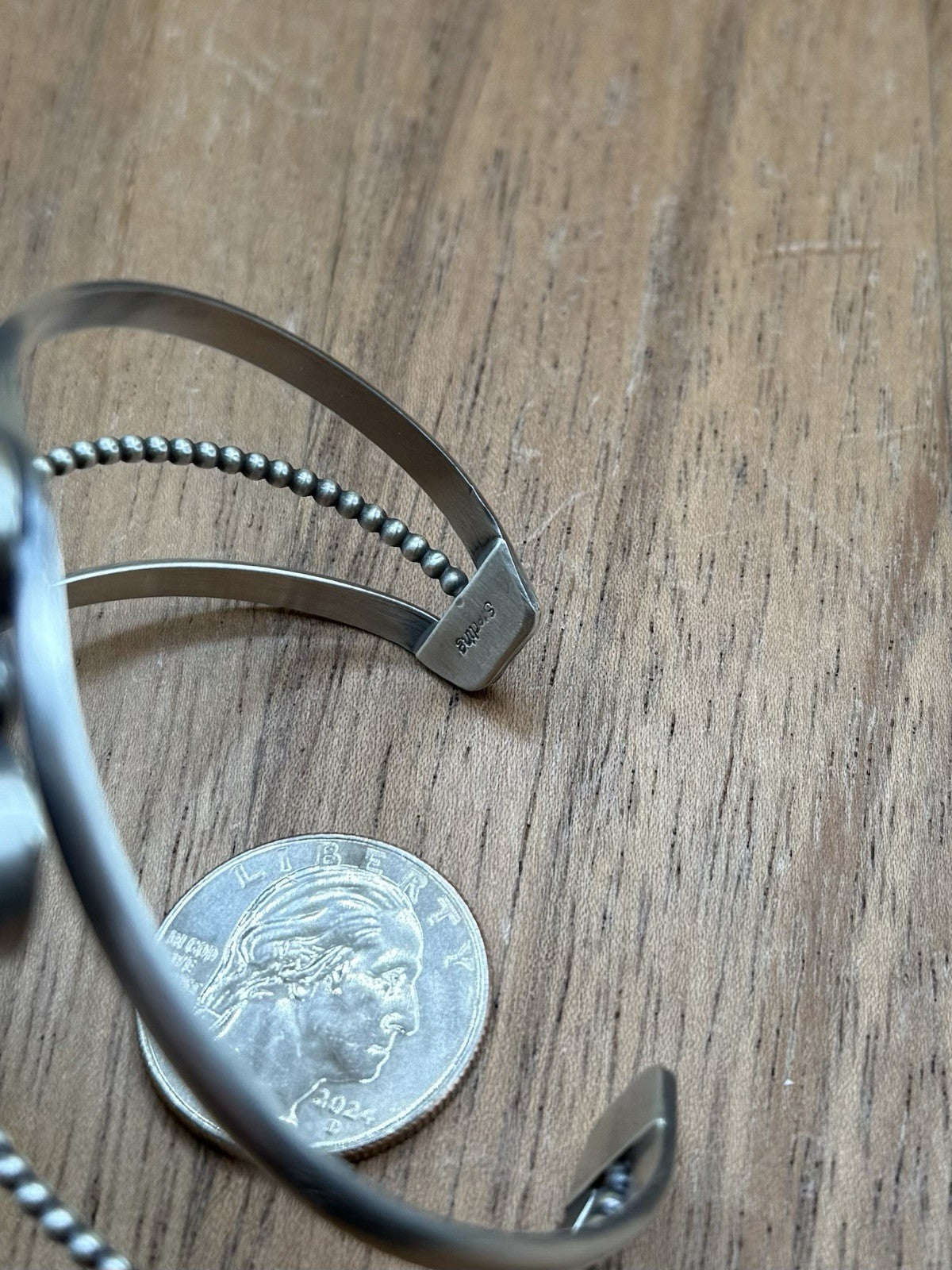 Navajo Handmade Sterling Silver Orange Spiny Oyster Cluster Cuff Bracelet