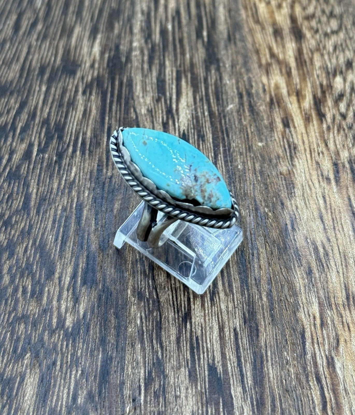 Native American Navajo Handmade Sterling Silver Royston Turquoise Ring Size 7