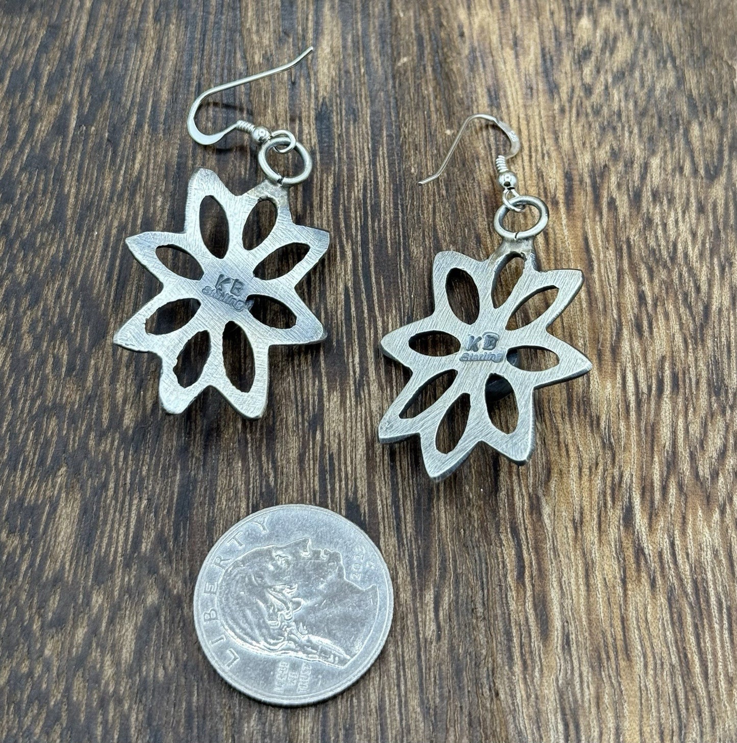 Navajo Handmade Sterling Silver Old Look Kingman Turquoise Earrings Kevin Billah