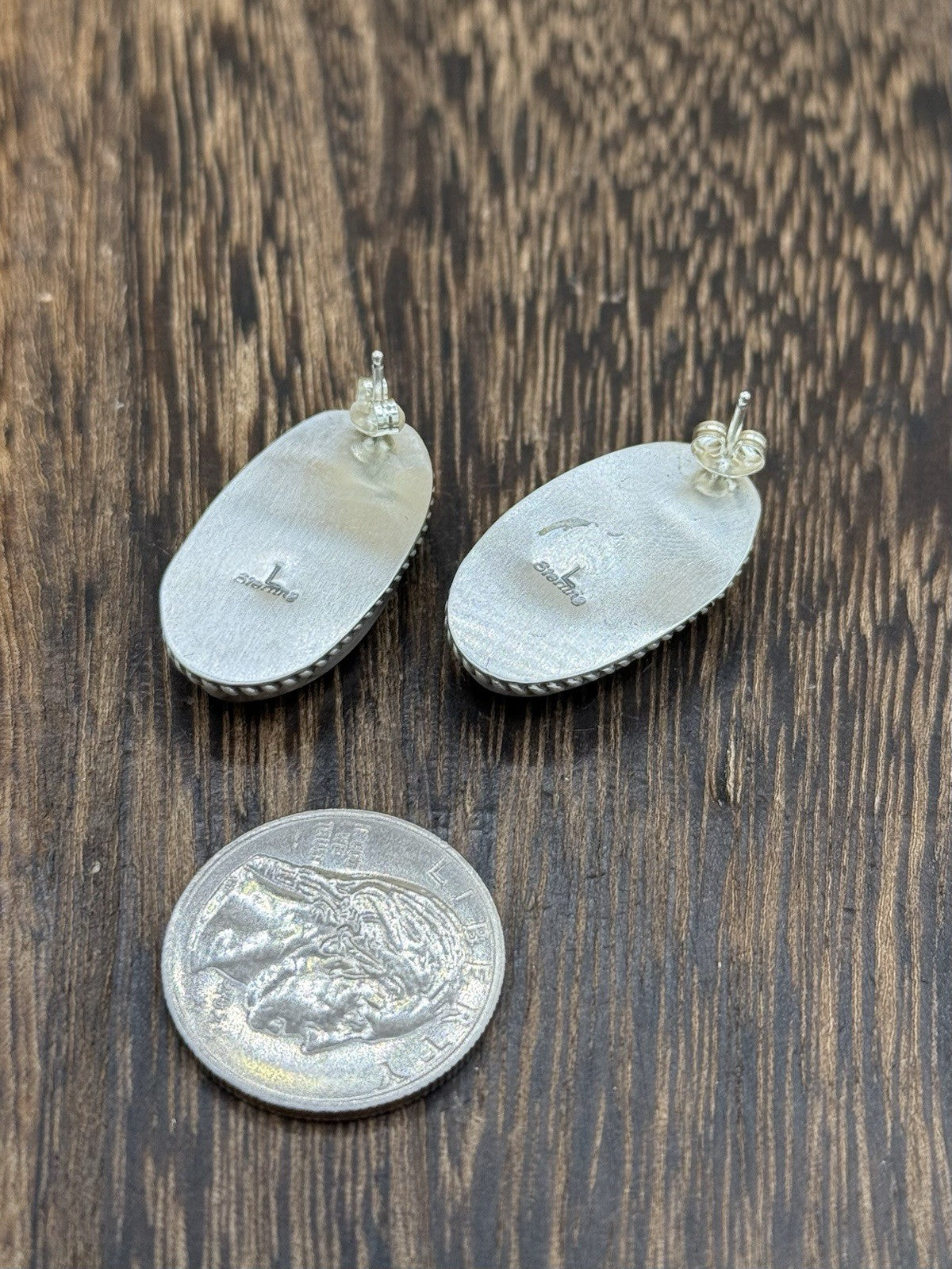 Navajo Handmade Sterling Silver Violet Rose & Blue Dahlia Post Earrings Letricia