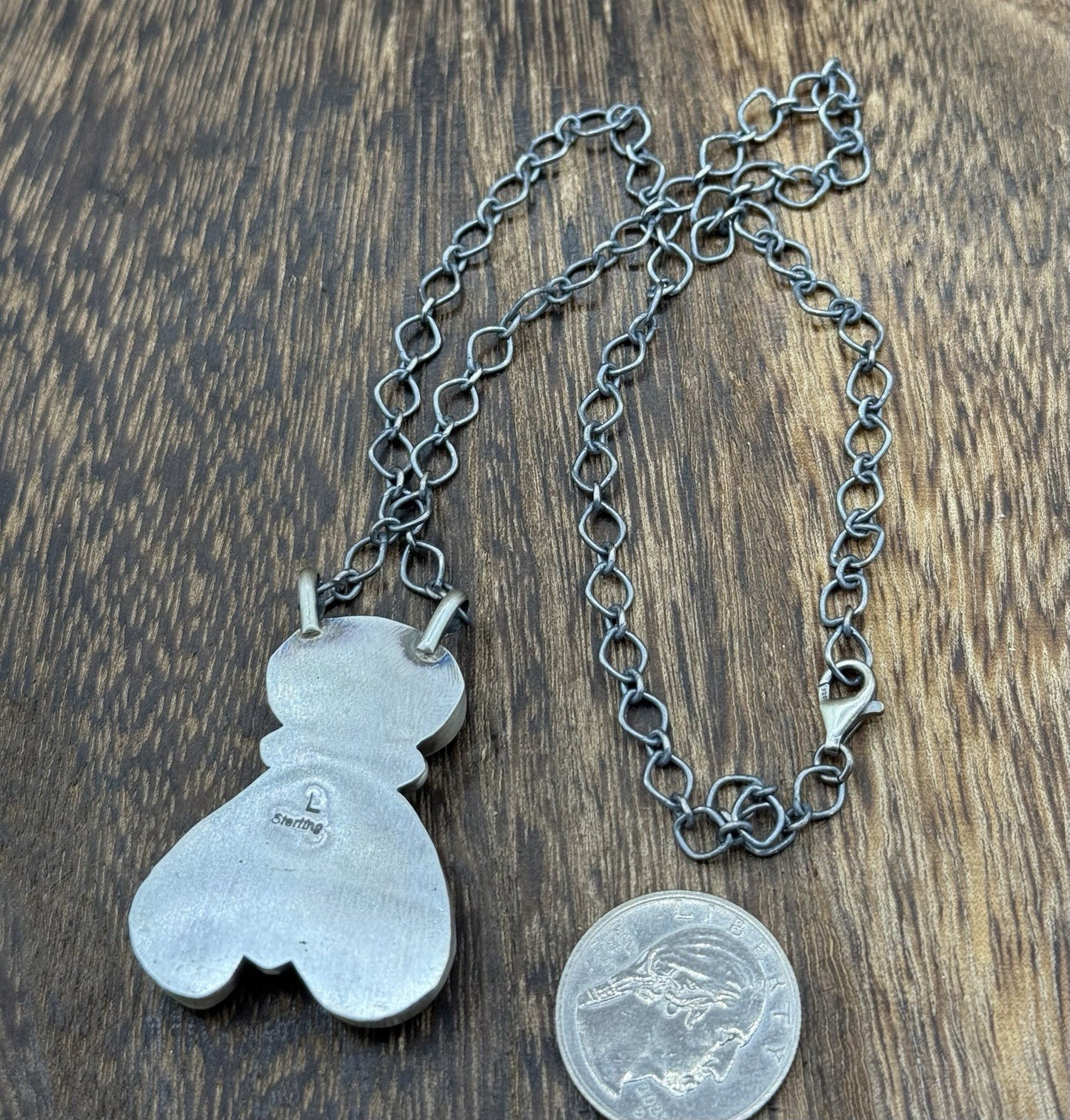 Navajo Handmade Sterling Silver Multi stone Turquoise Cluster Bar Necklace 18”