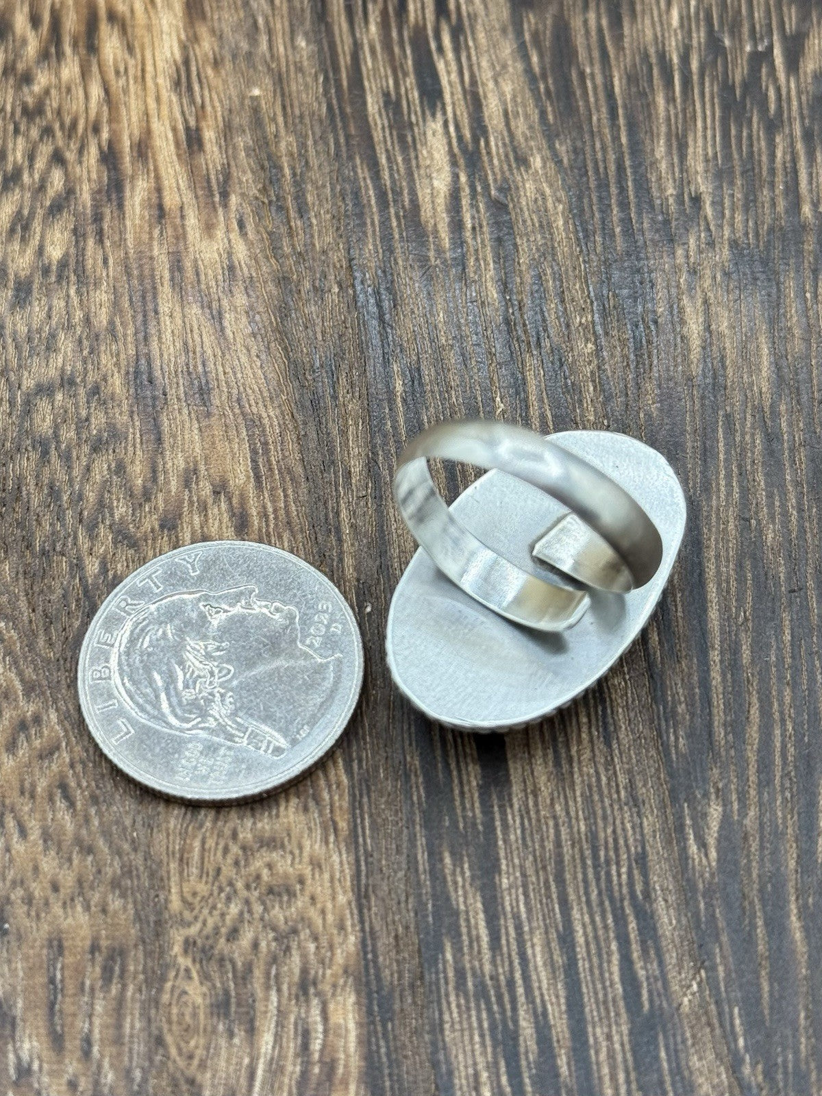 Navajo Handmade Sterling Silver Orange Spiny Oyster Adjustable Ring Size 7 - 10