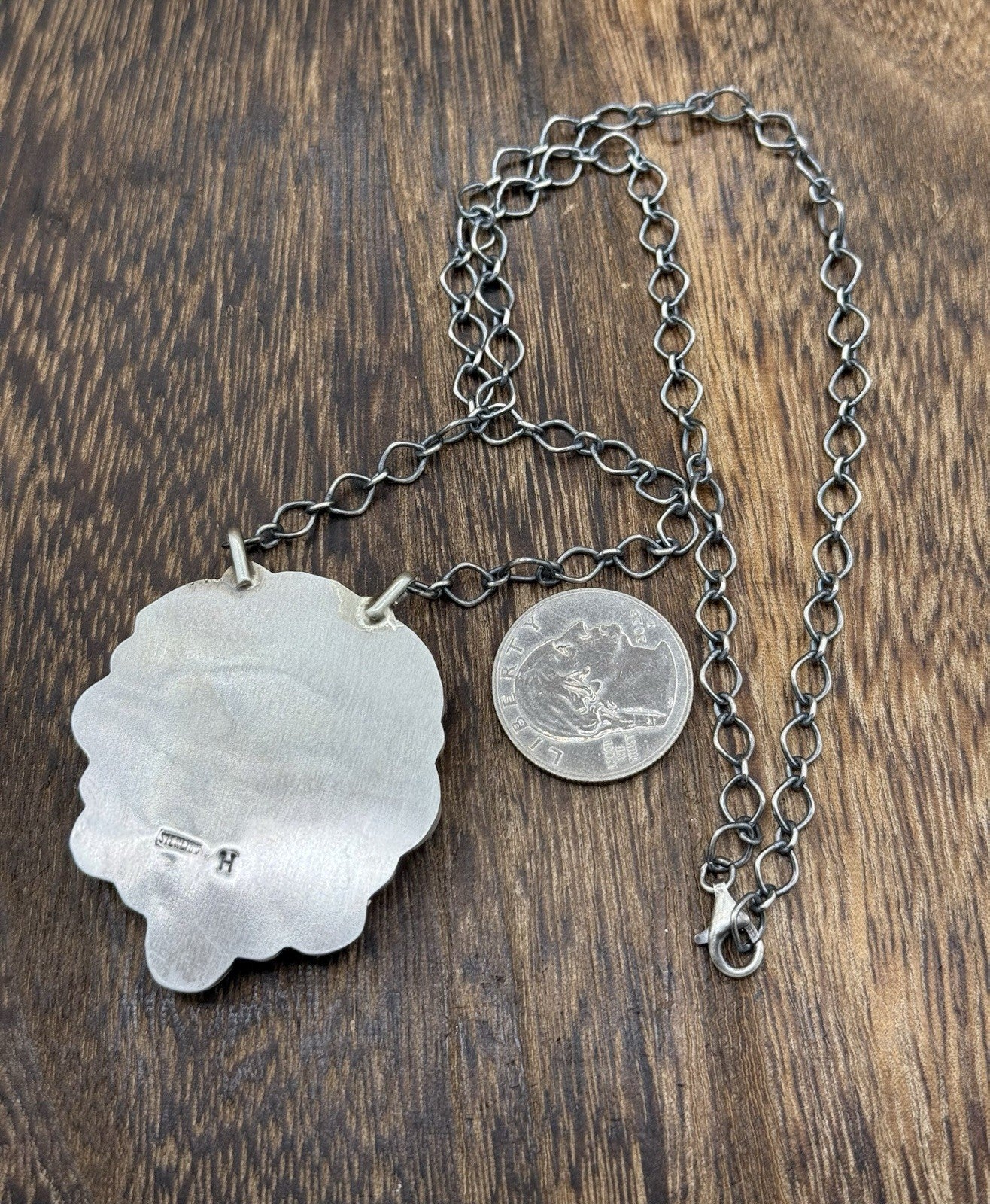 Navajo Handmade Sterling Silver Blue Ridge Turquoise Cluster Bar Necklace 18”