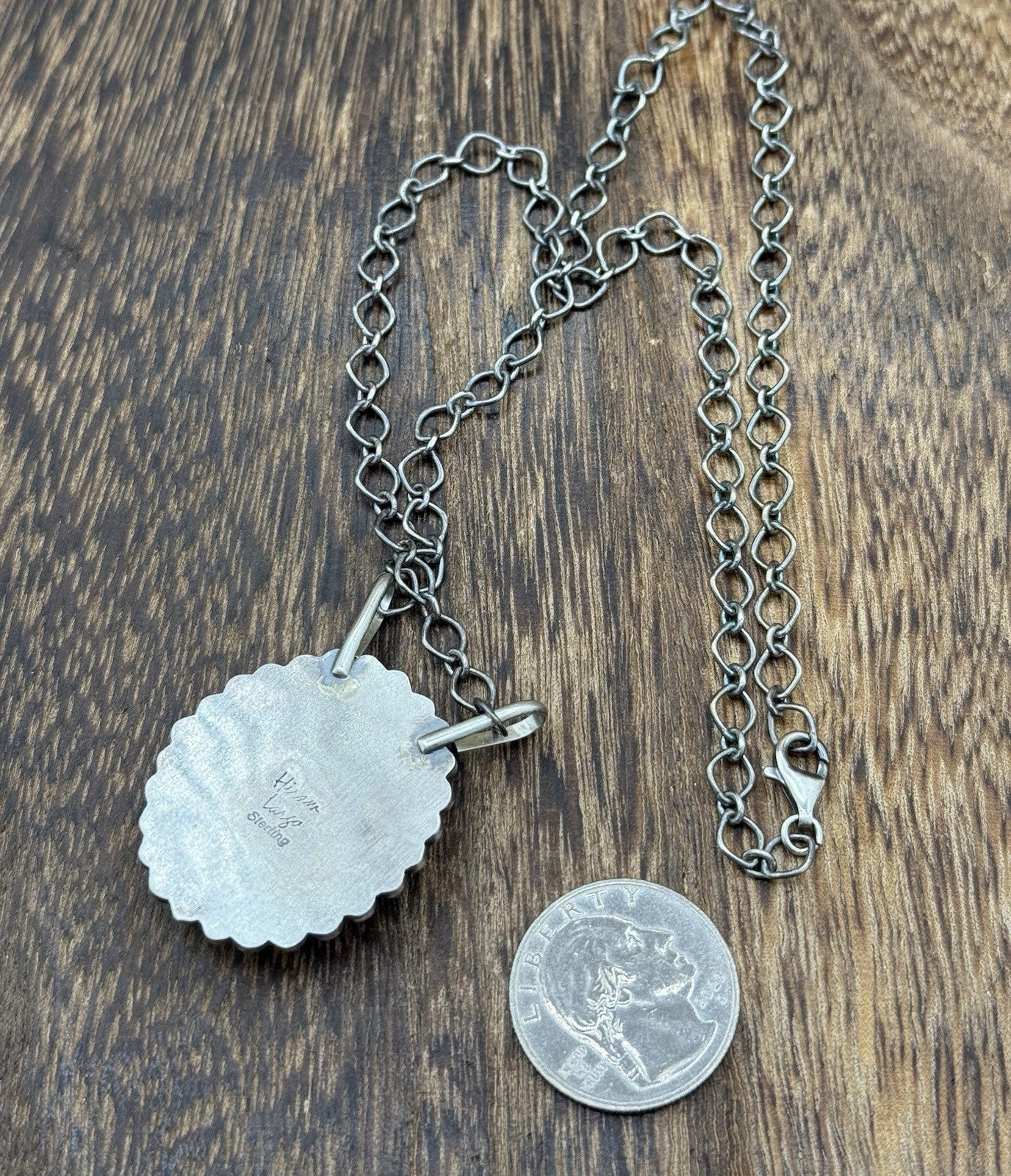 Native Navajo Handmade Sterling Silver Sonoran Gold Turquoise Necklace 18” Large