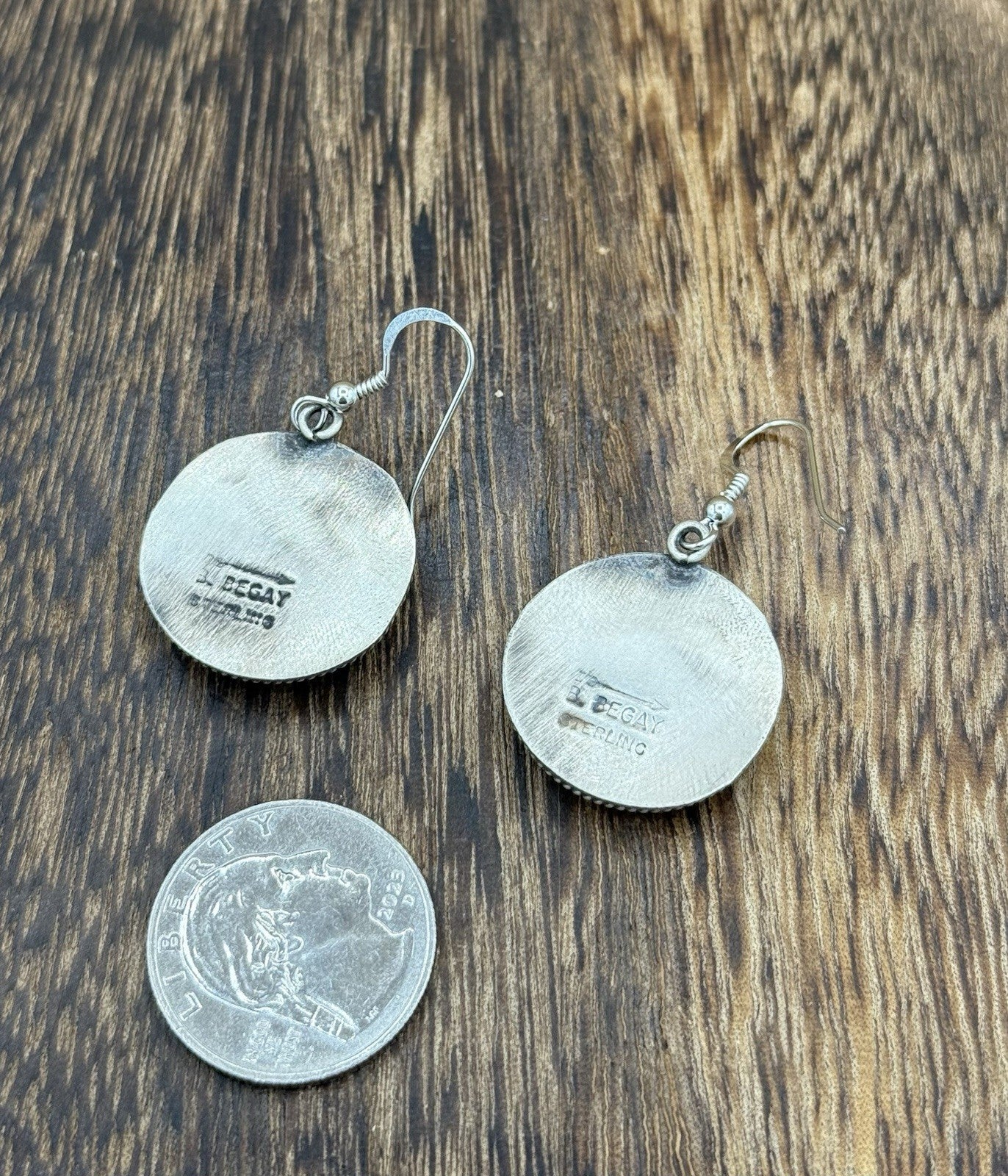 Navajo Handmade Sterling Silver Violet Rose & Blue Dahlia Dangle Drop Earrings