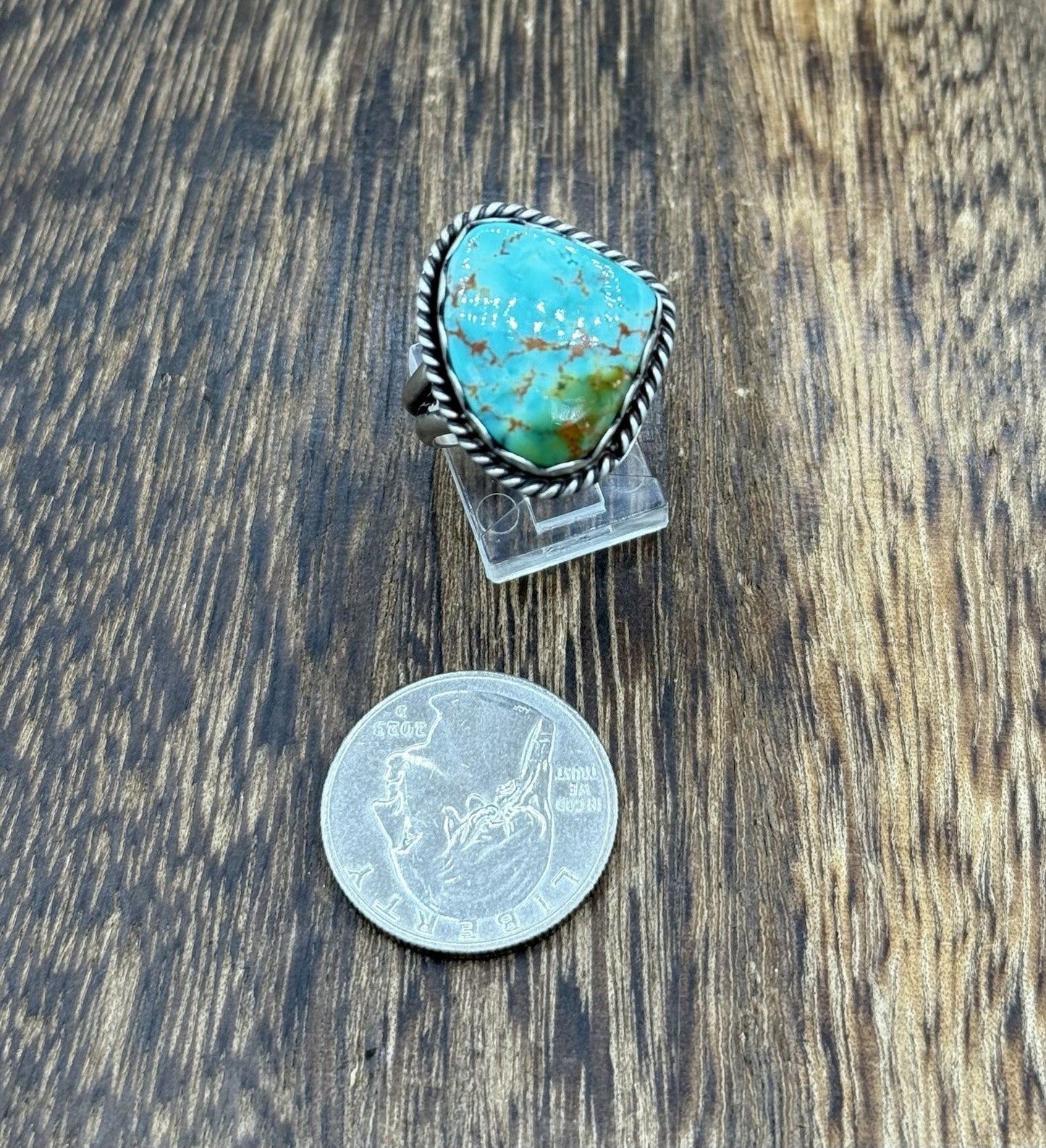 Native American Navajo Handmade Sterling Silver Royston Turquoise Ring Size 9