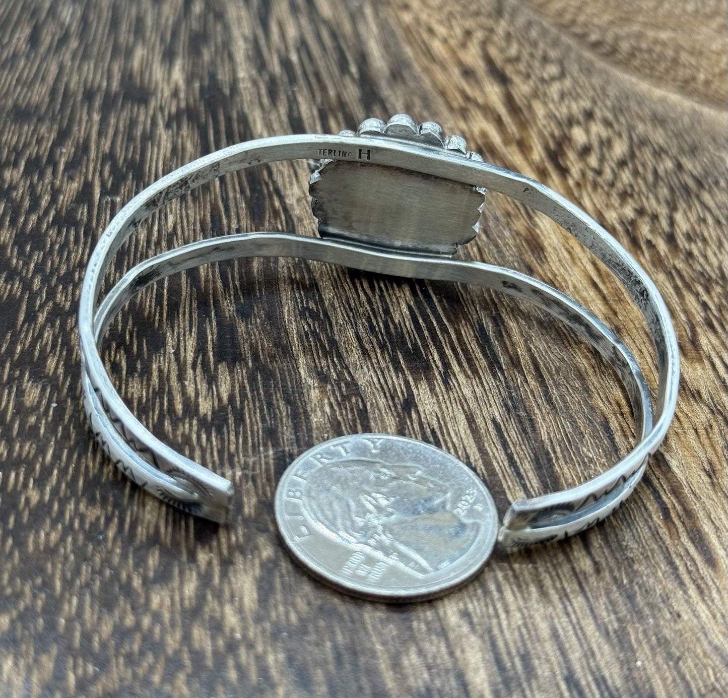 Native Navajo Handmade Sterling Silver Sonoran Gold Turquoise Cuff Bracelet