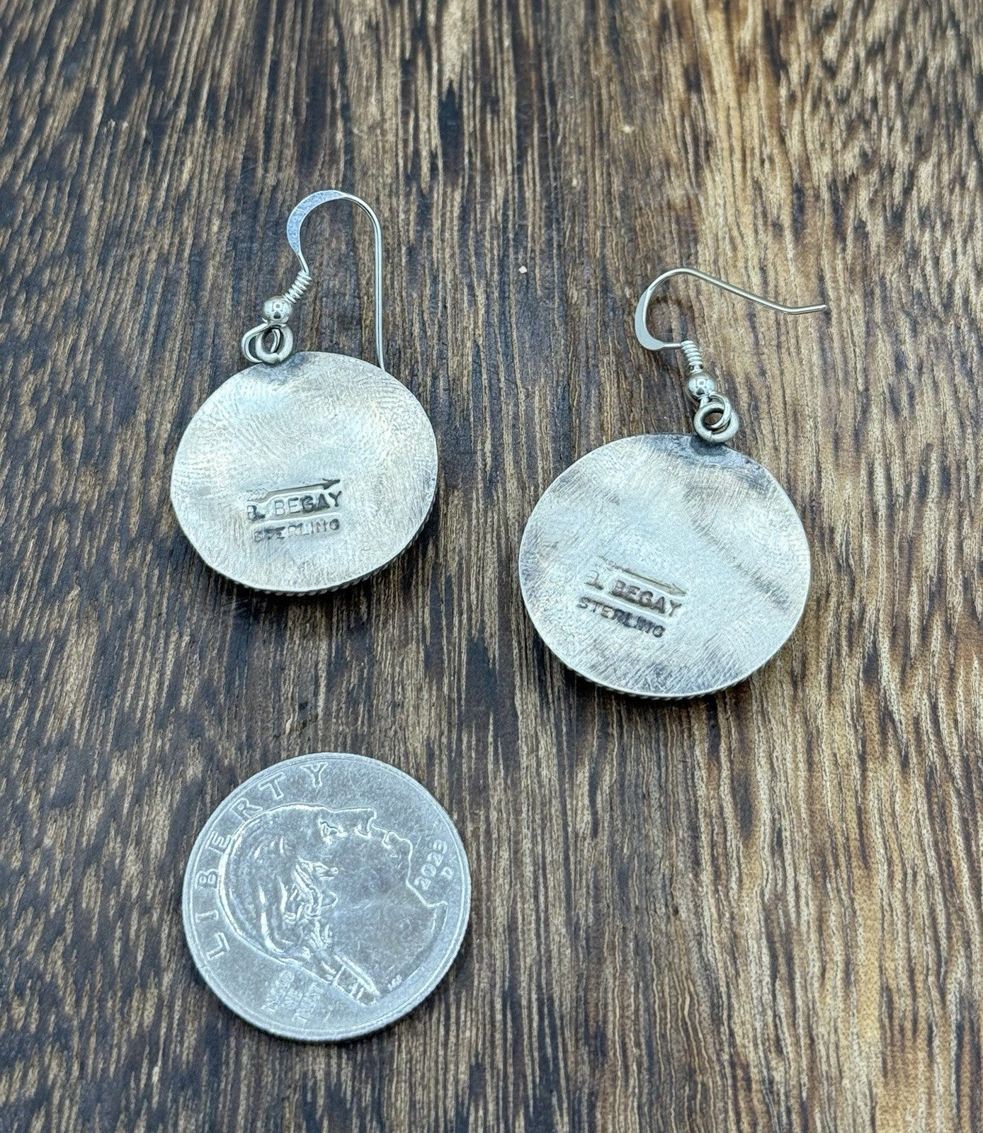 Navajo Handmade Sterling Silver Violet Rose & Blue Dahlia Dangle Drop Earrings