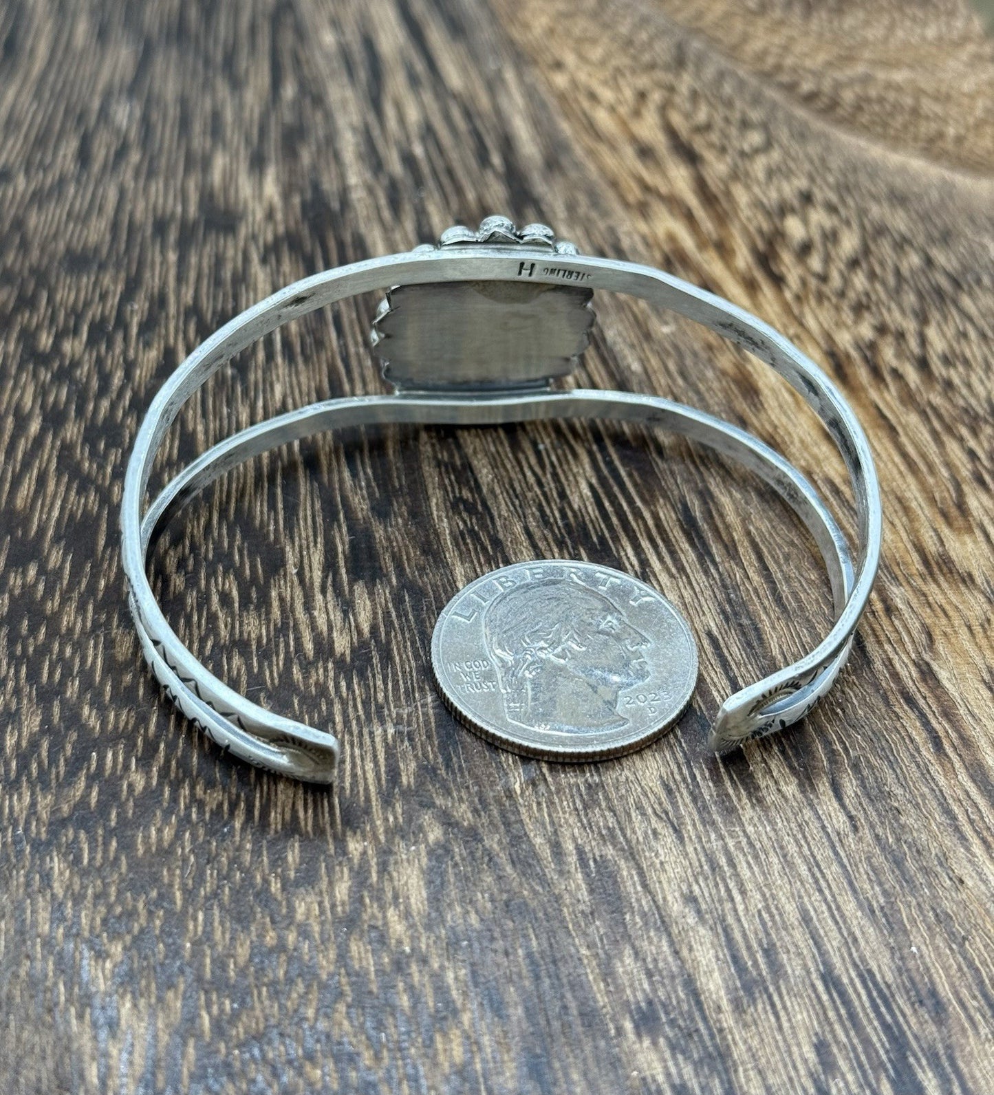 Native Navajo Handmade Sterling Silver Sonoran Gold Turquoise Cuff Bracelet