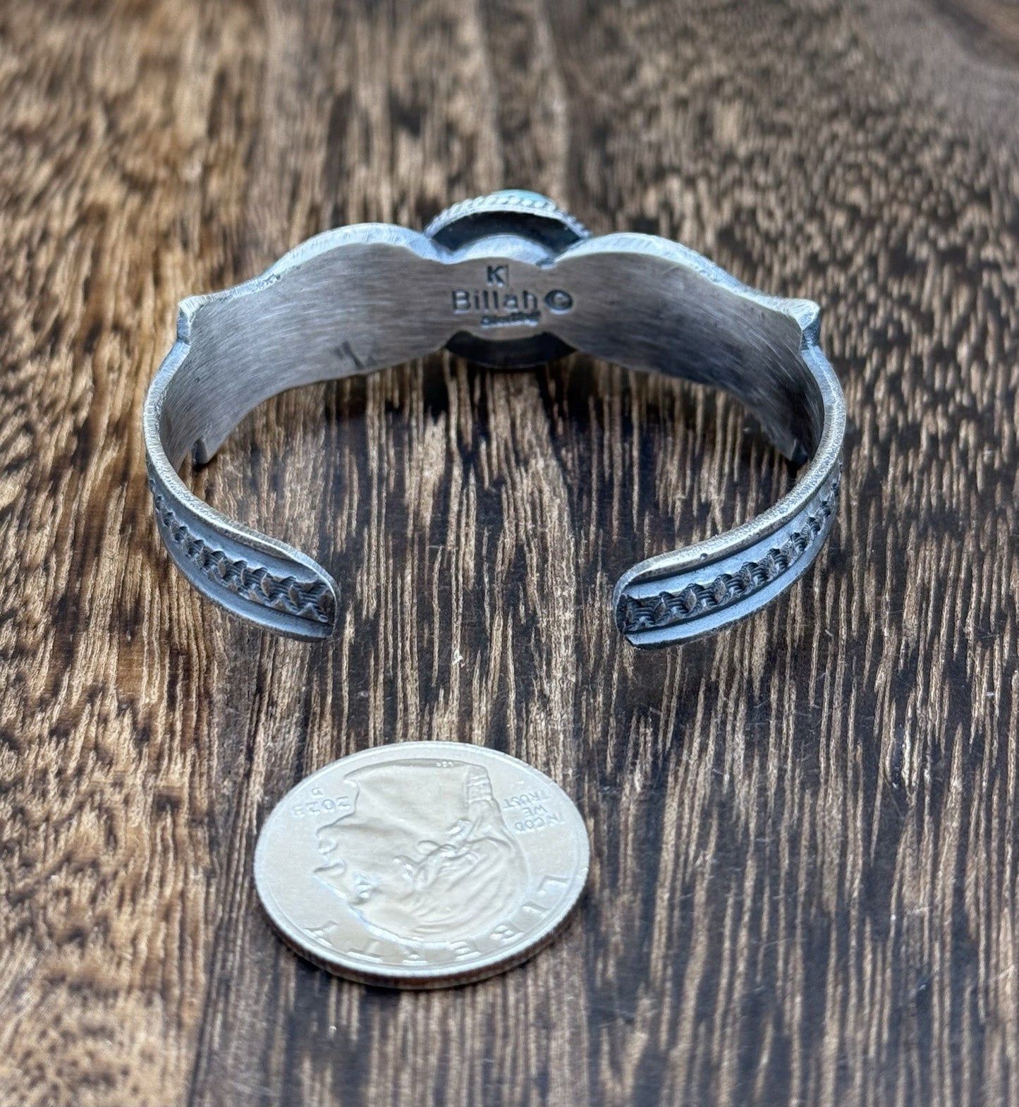 Navajo Handmade Sterling Silver Royston Turquoise Old look Cast Bracelet