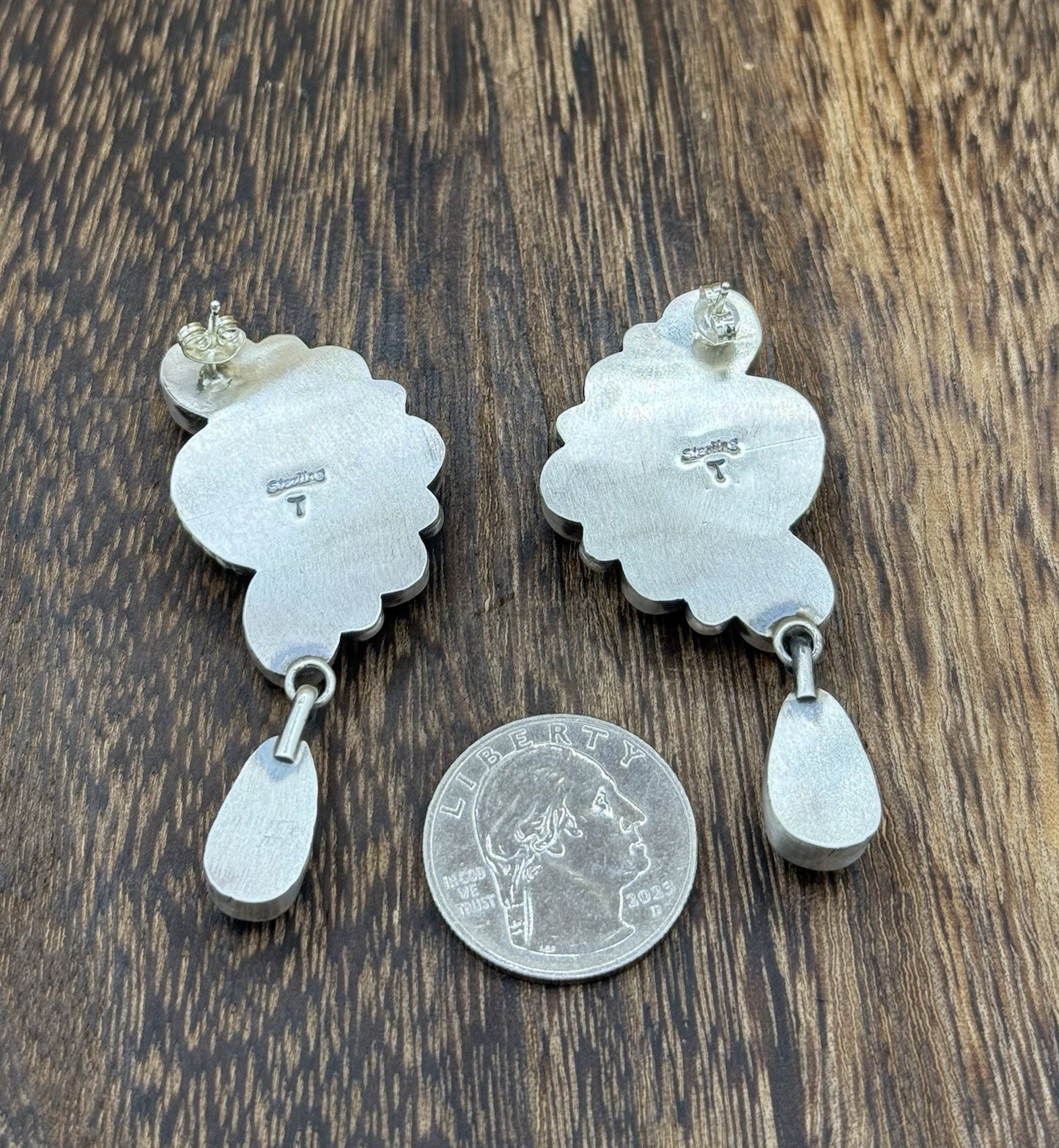 Navajo Handmade Sterling Silver Golden Hills Turquoise Half Cluster Earrings