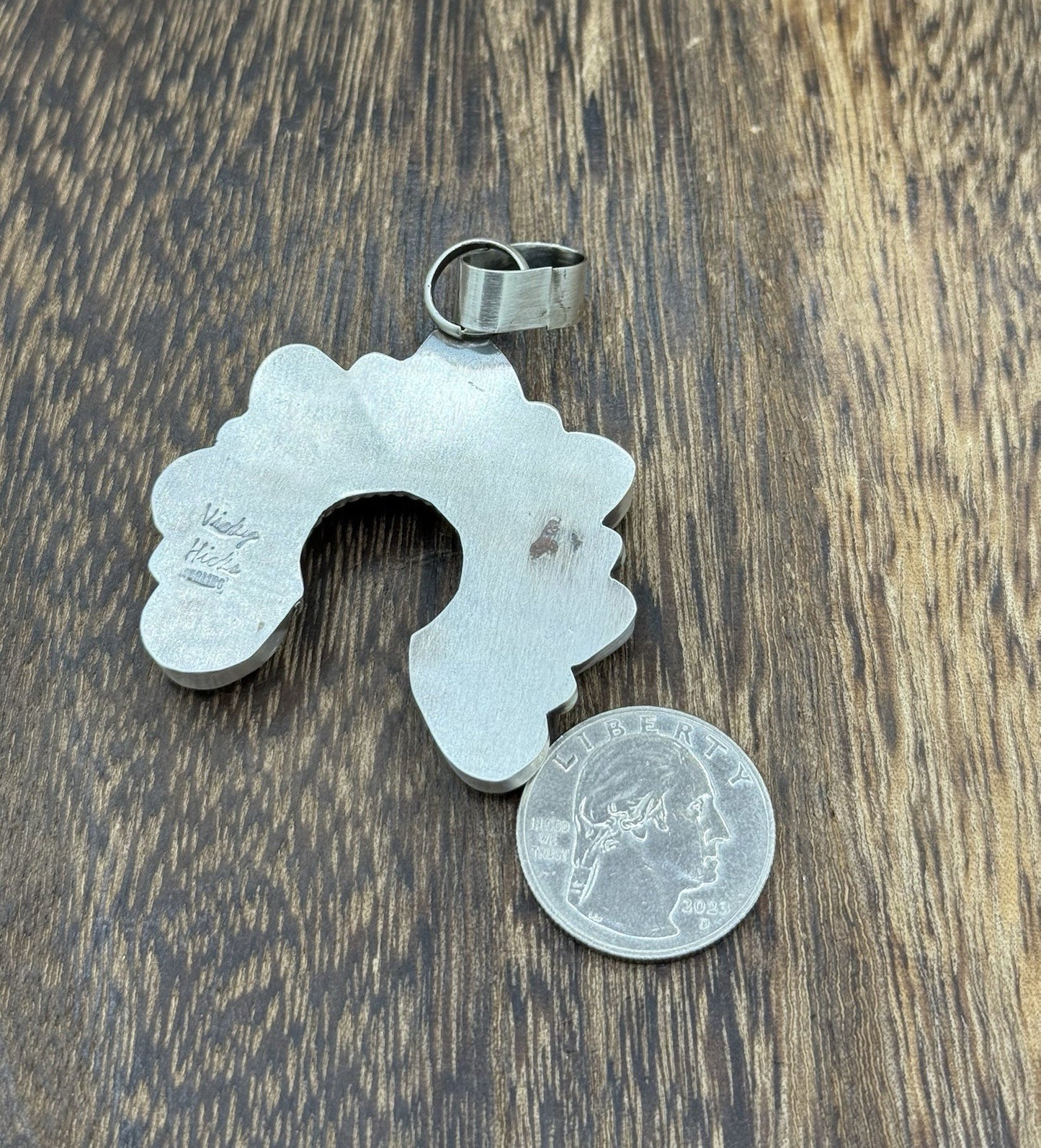 Native Navajo Handmade Sterling Silver Blue Ridge Turquoise Cluster Naja Pendant