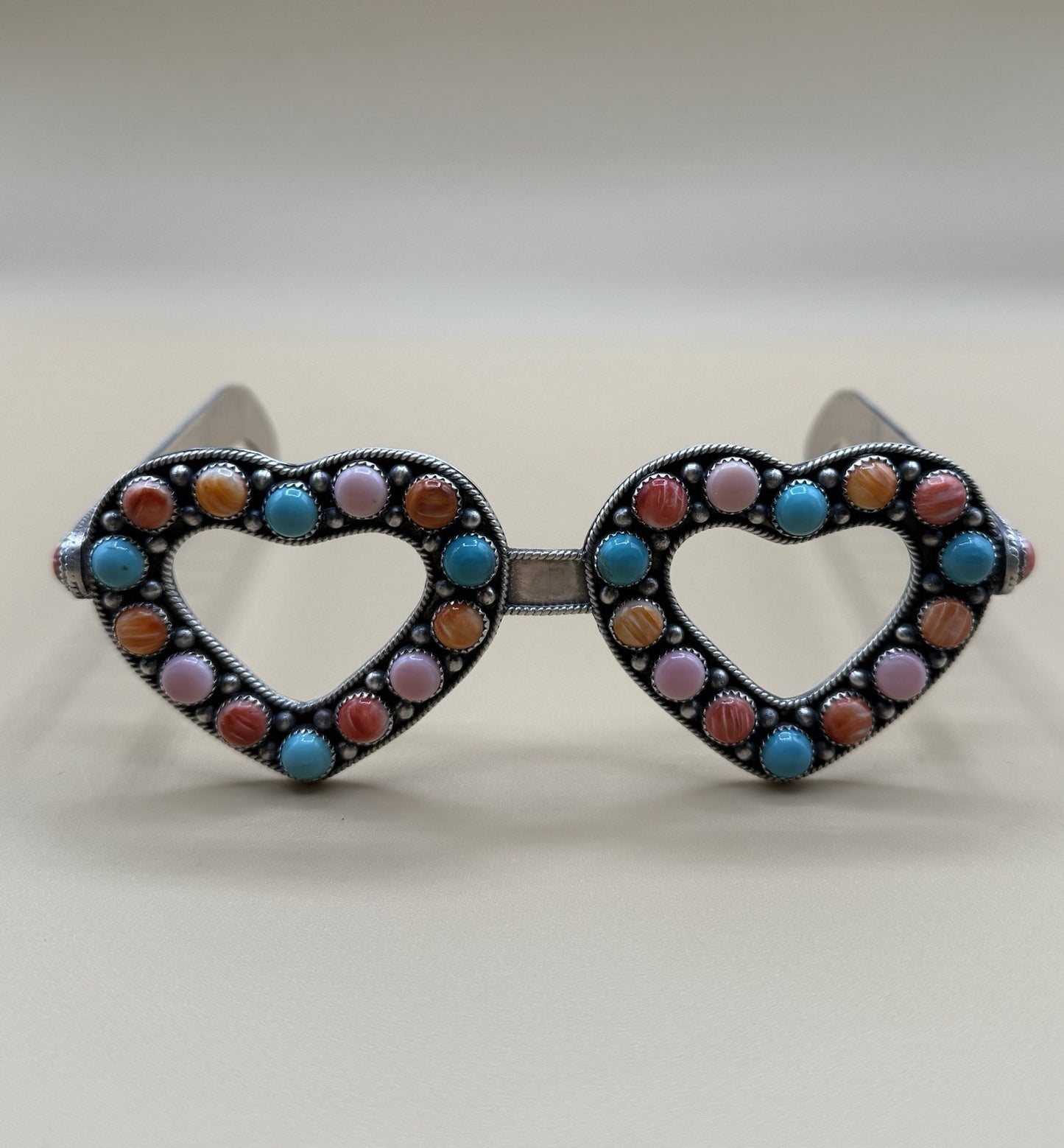 First Ever Navajo Handmade Sterling Silver Multi Stone Glasses By Tricia Smith
