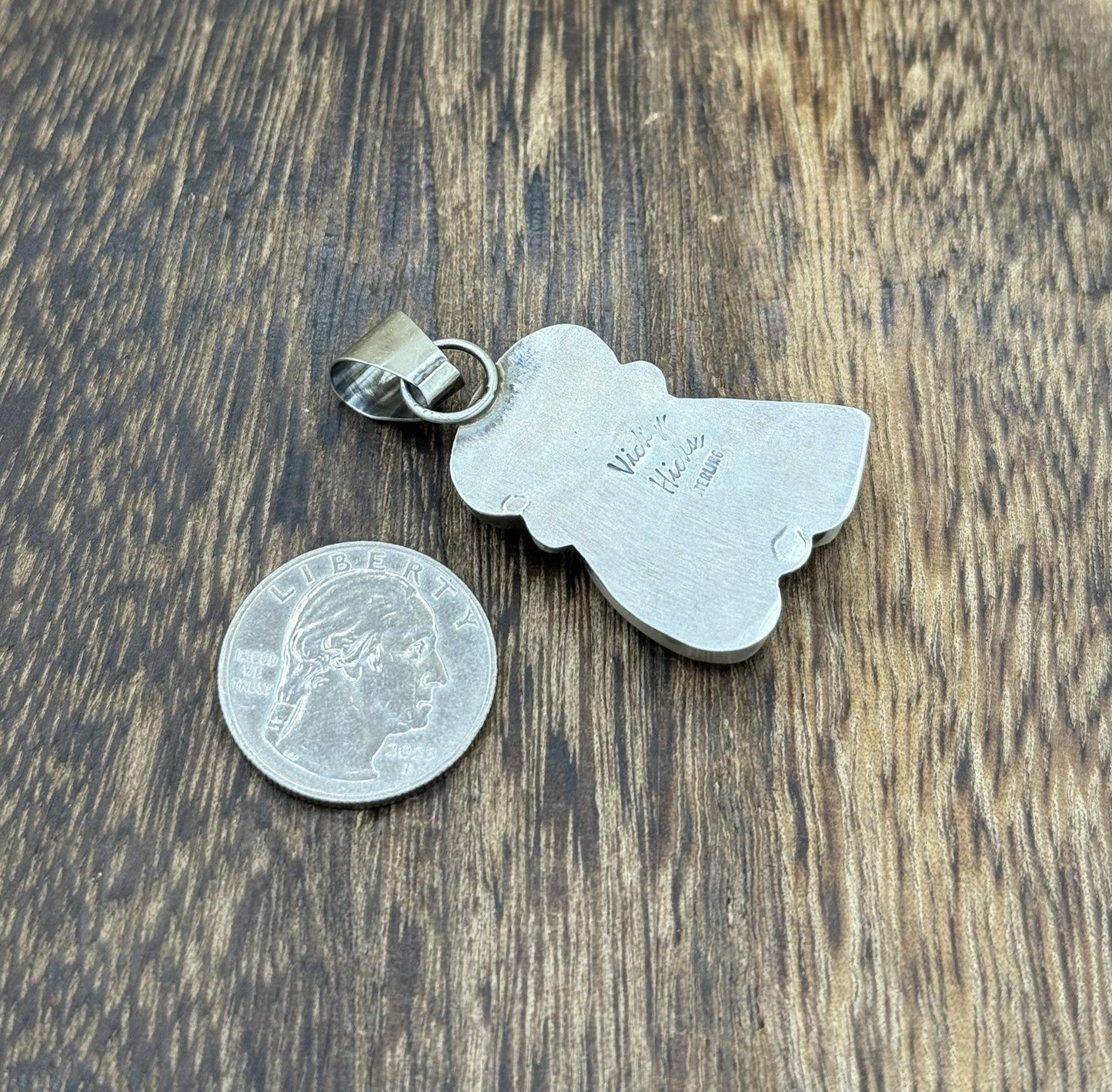 Navajo Handmade Sterling Silver Red Spiny Oyster Shell Cluster Drop Pendant