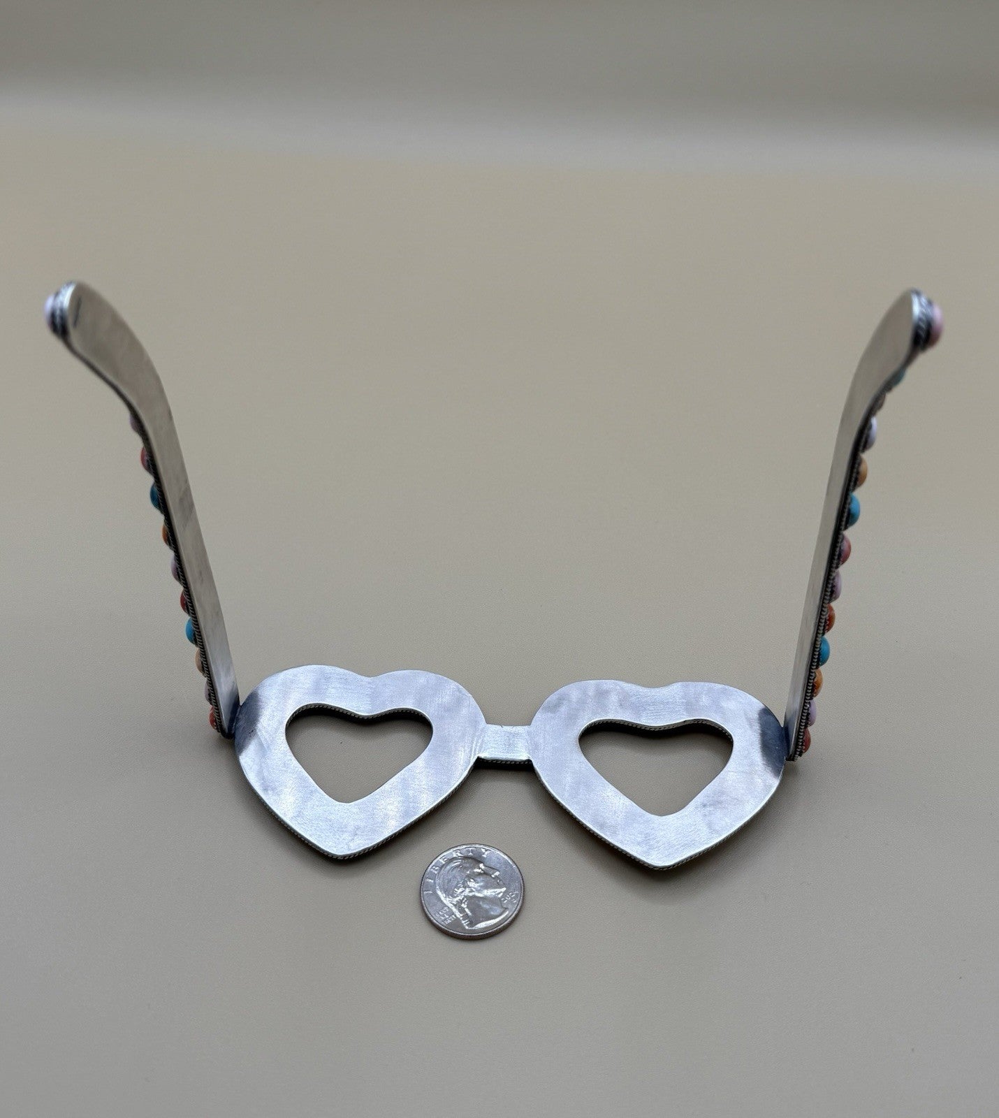 First Ever Navajo Handmade Sterling Silver Multi Stone Glasses By Tricia Smith