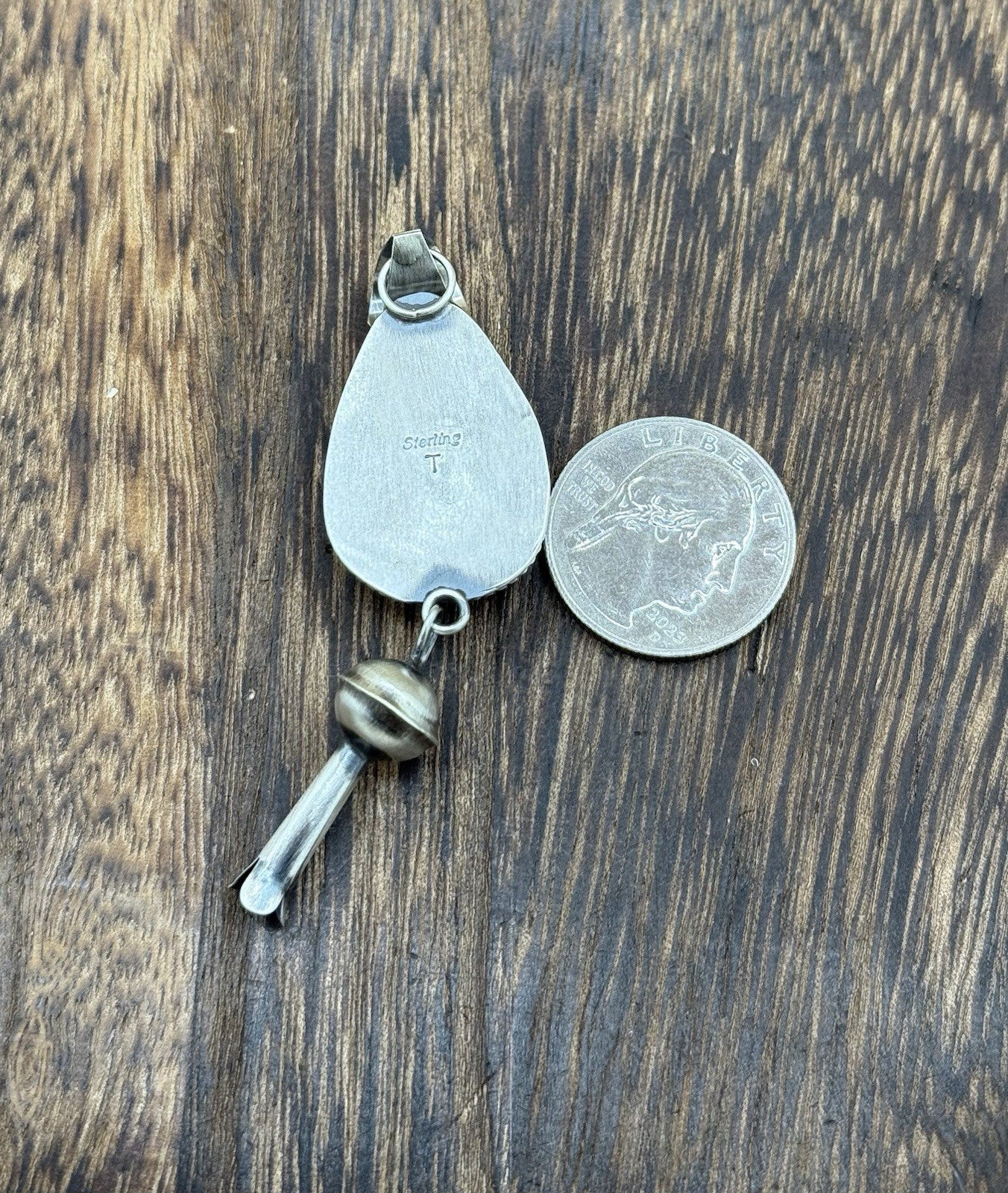 Navajo Handmade Sterling Silver Golden Hills Turquoise Dangle Blossom Pendant