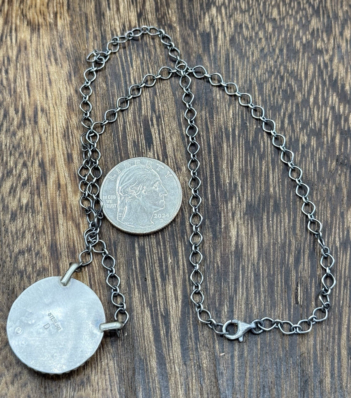 Native American Navajo Handmade Sterling Silver Dahlia Rose Bar Necklace 18β