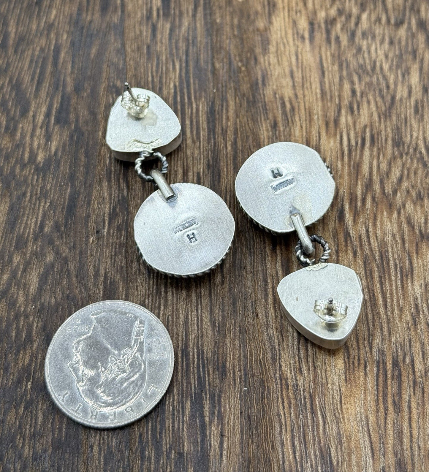 Navajo Handmade Sterling Silver Mixed Spiny Oyster Shell Post Dangle Earrings