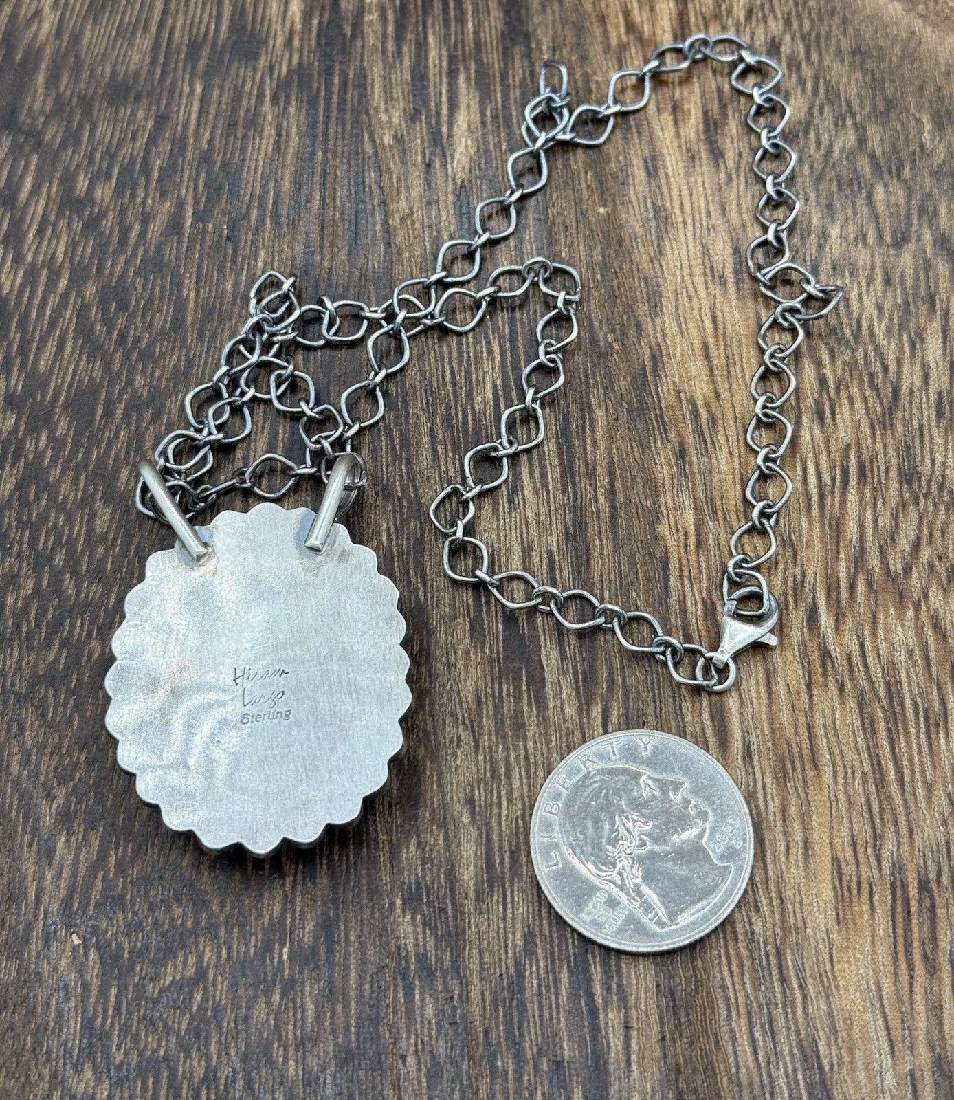 Native Navajo Handmade Sterling Silver Sonoran Gold Turquoise Necklace 18” Large