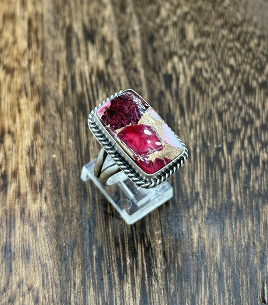 Navajo Handmade Sterling Silver Dahlia Rose Adjustable Ring Size 7 To 10