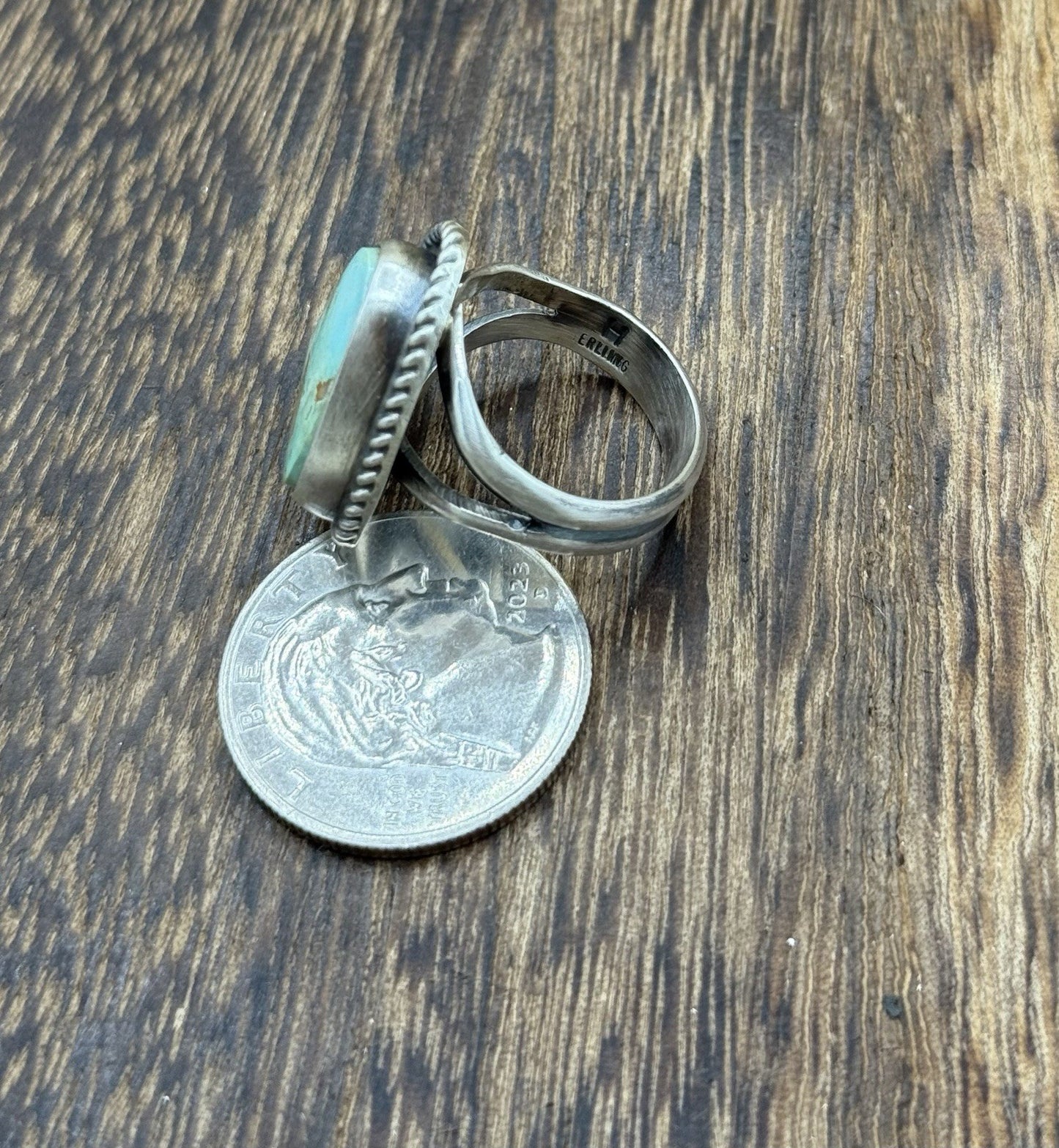 Native American Navajo Handmade Sterling Silver Royston Turquoise Ring Size 7