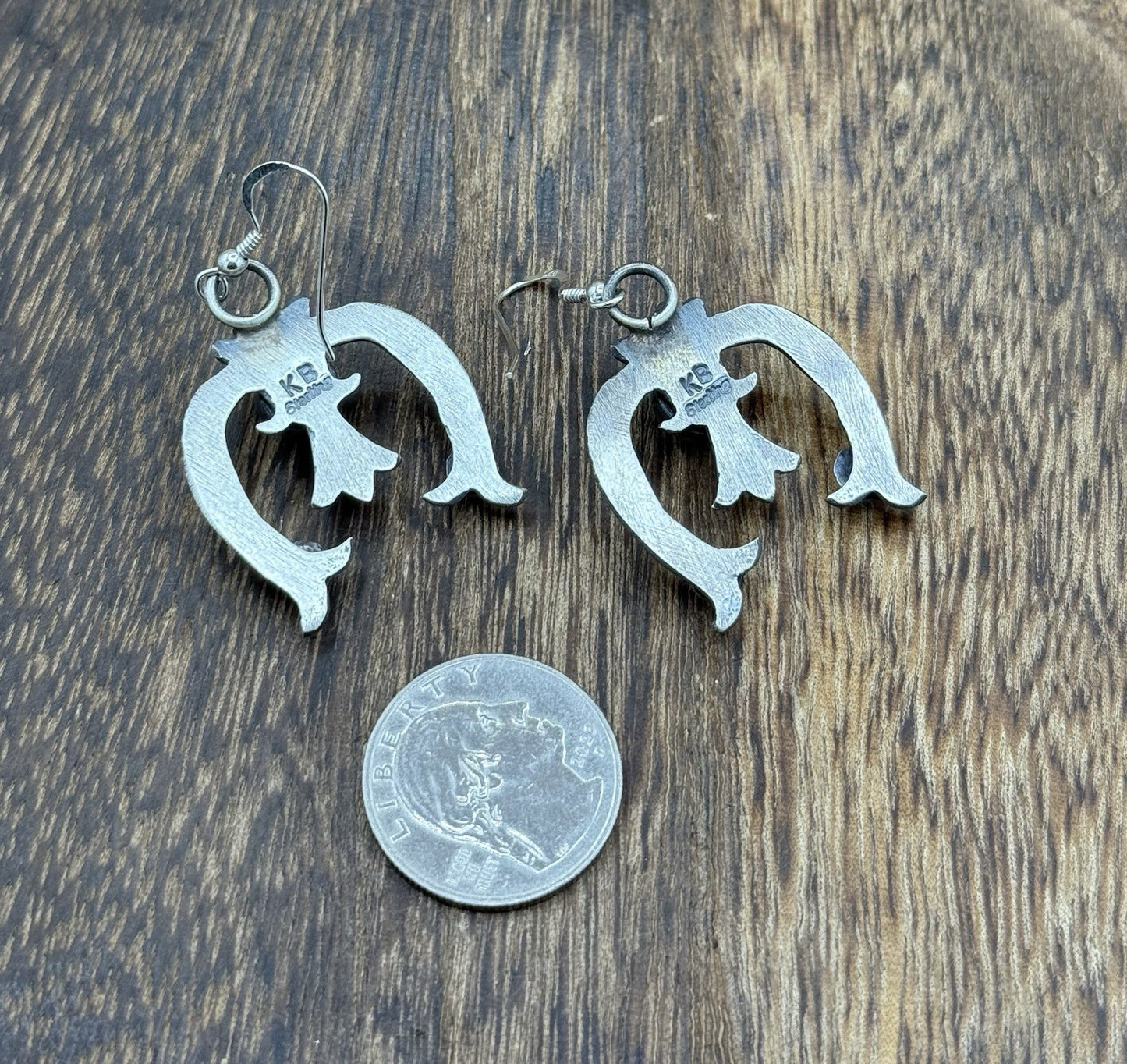 Navajo Handmade Sterling Silver Old Look Kingman Turquoise Earrings Kevin Billah