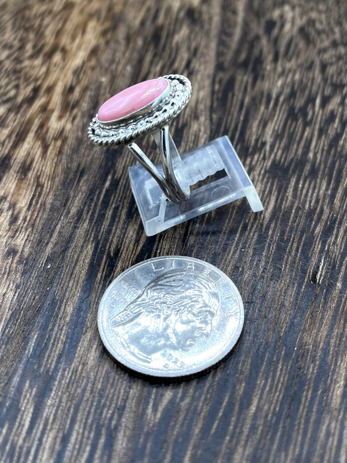 Navajo Handmade Sterling Silver Pink Conch Shell Band Rings By Byron Begay