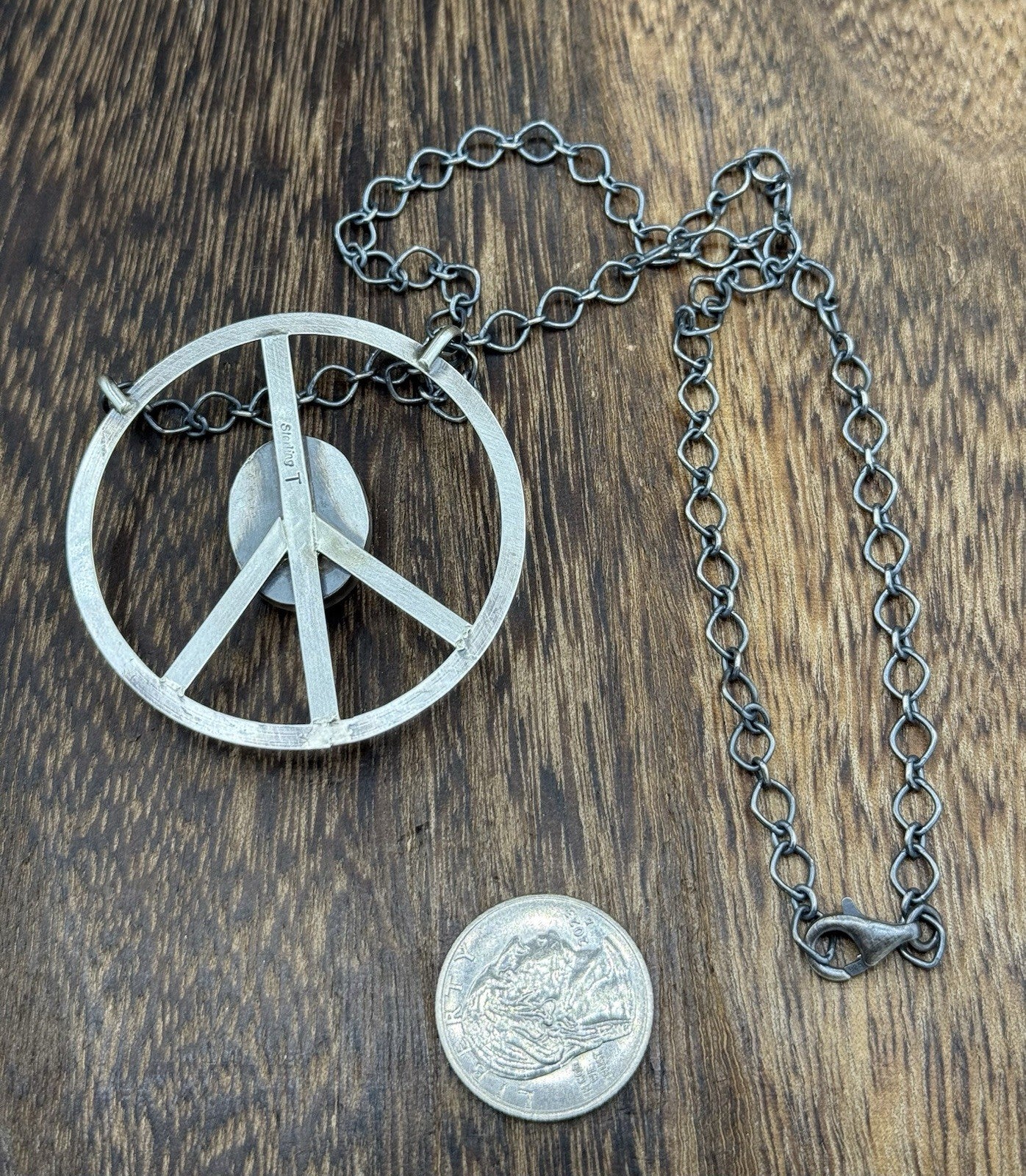 Navajo handmade Sterling Silver Spiny Oyster Shell Peace Hippie Necklace 18β