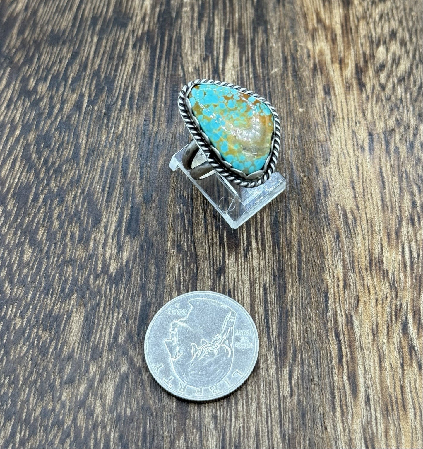 Native American Navajo Handmade Sterling Silver Royston Turquoise Ring Size 9