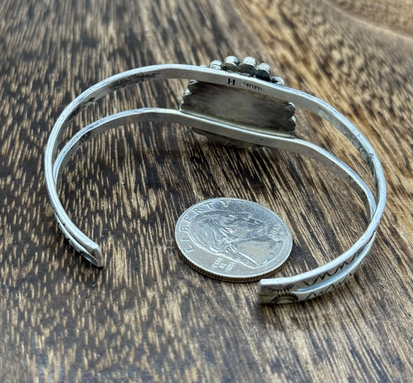 Native Navajo Handmade Sterling Silver Sonoran Gold Turquoise Cuff Bracelet