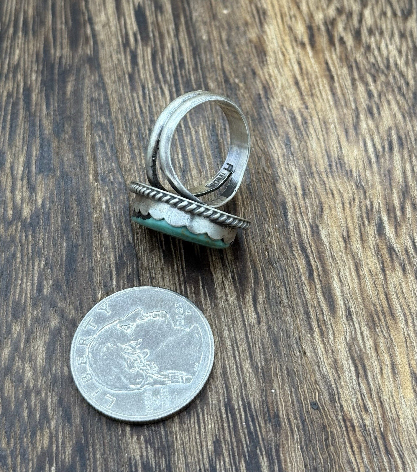 Native American Navajo Handmade Sterling Silver Royston Turquoise Ring Size 7