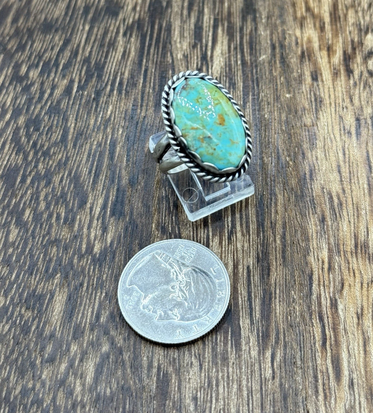 Native American Navajo Handmade Sterling Silver Royston Turquoise Ring Size 10