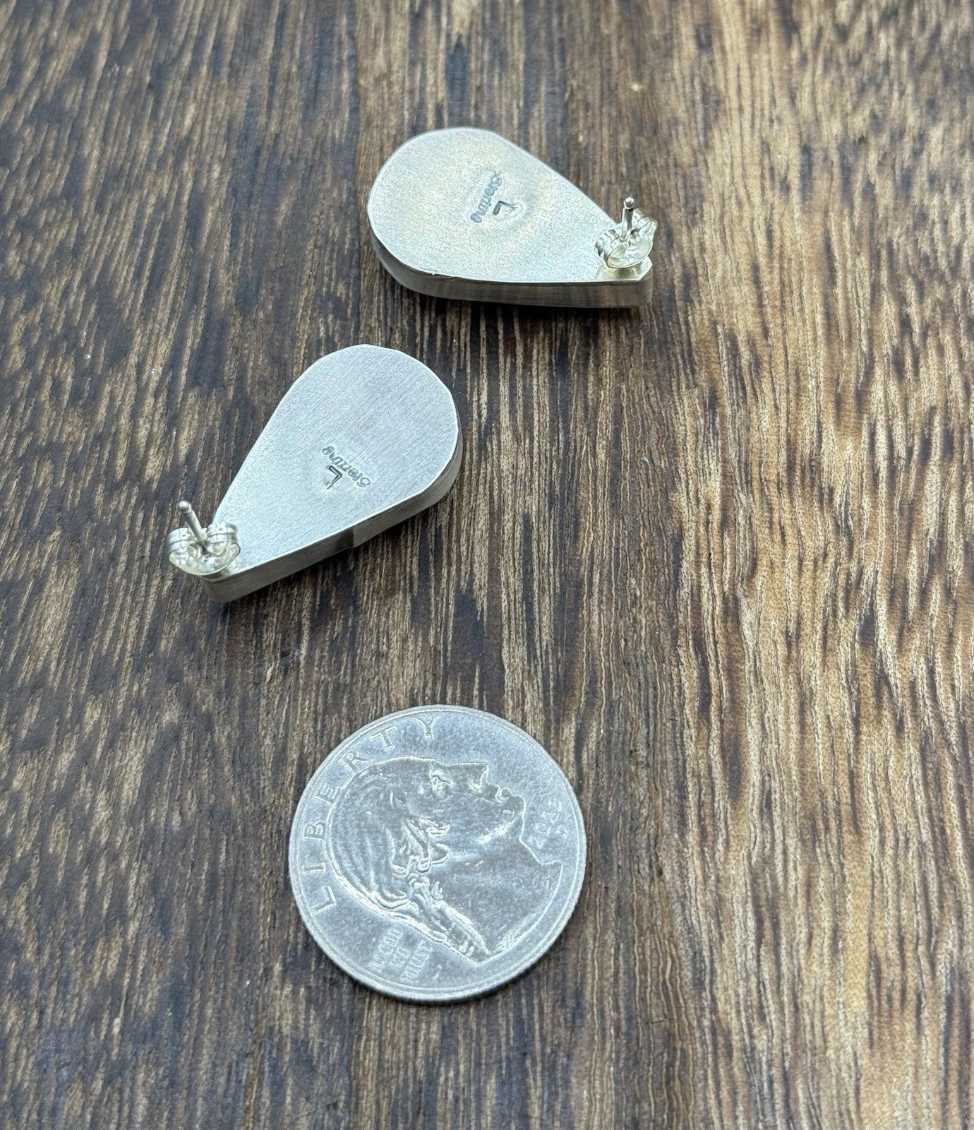 Native Navajo Handmade Sterling Silver Blue Glacier Turquoise Post Stud Earrings