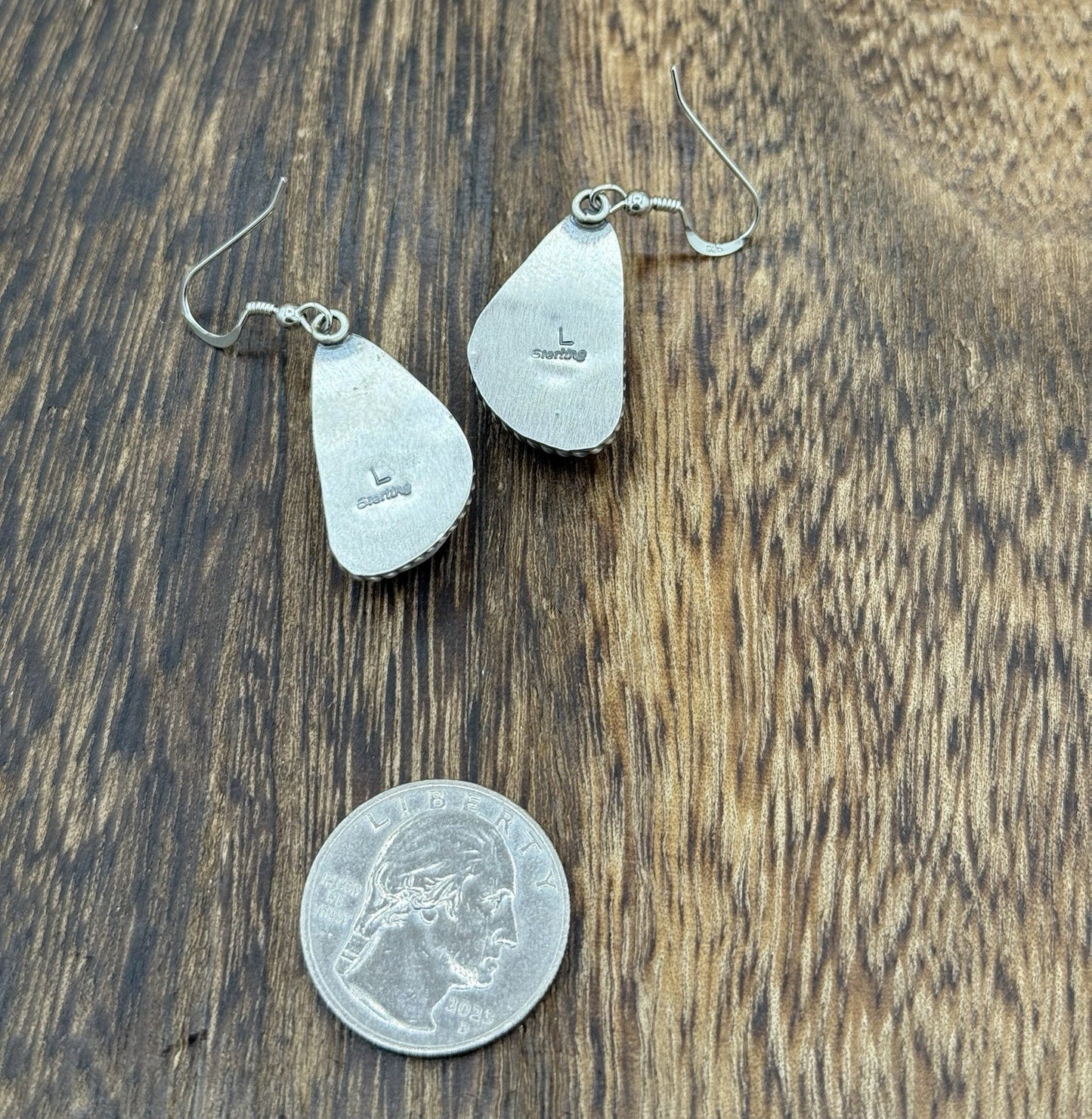 Native Navajo Handmade Sterling Silver Orange Spiny Oyster Shell Dangle Earrings