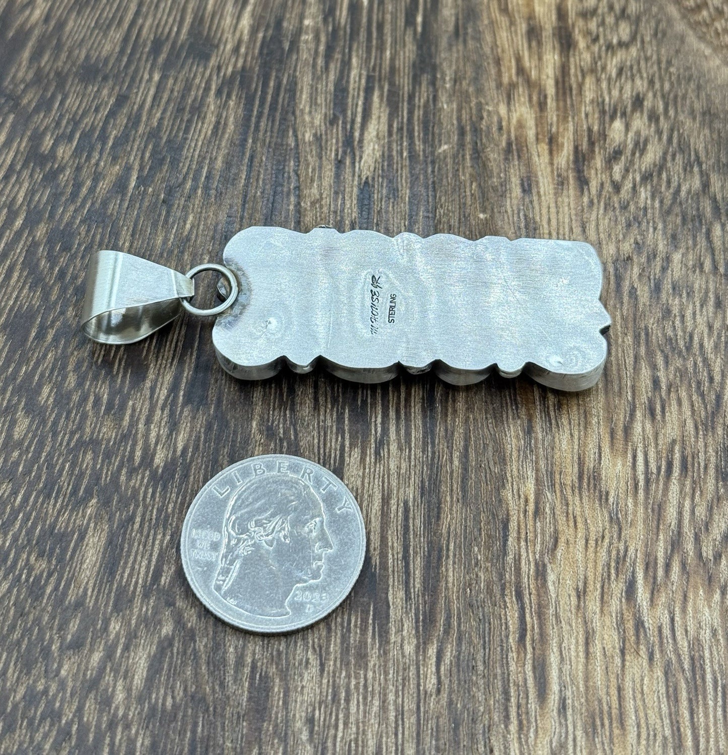 Native Navajo Handmade Sterling Silver Blue Ridge Turquoise Cluster Drop Pendant