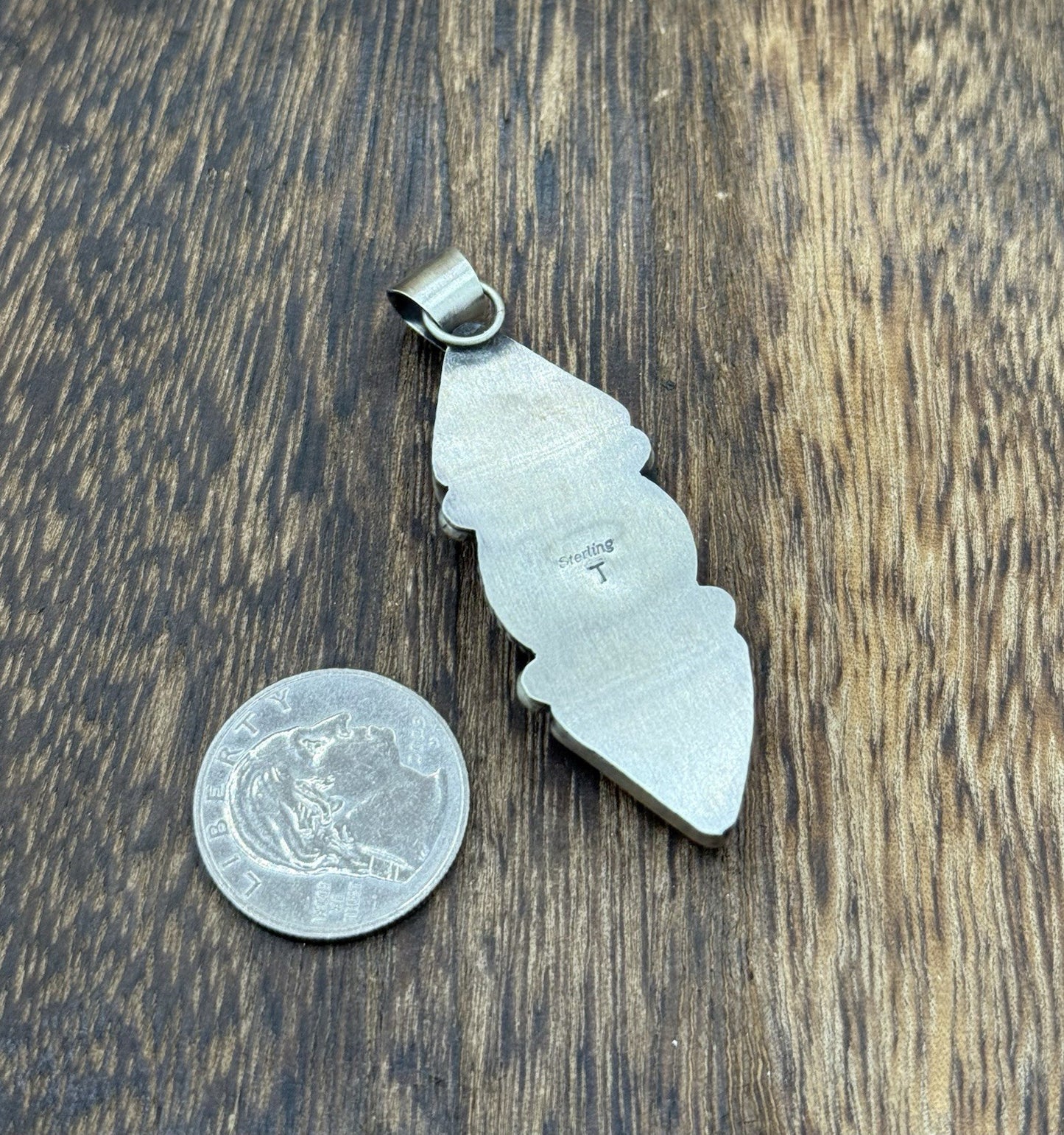 Navajo Handmade Sterling Silver Orange Spiny Oyster Shell Cluster Drop Pendant