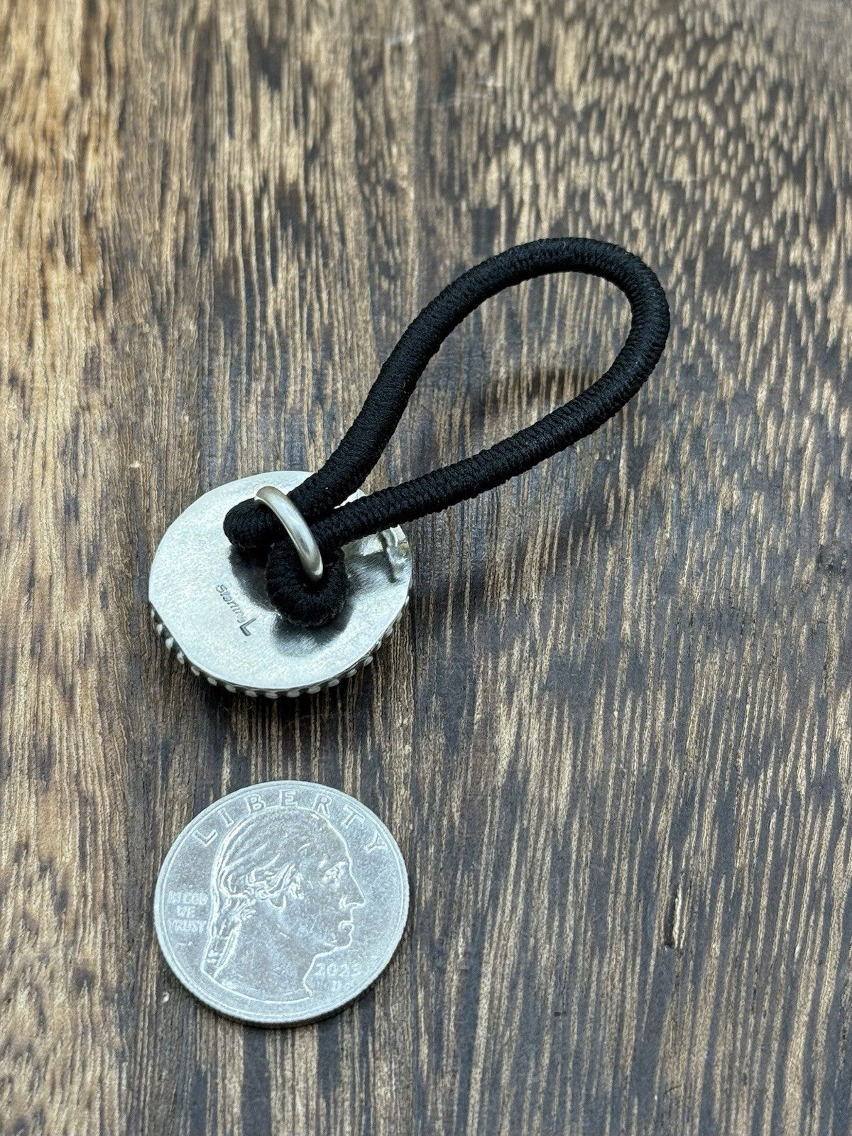 Native Navajo Handmade Sterling Silver Violet Rose & Blue Dahlia Hair Tie