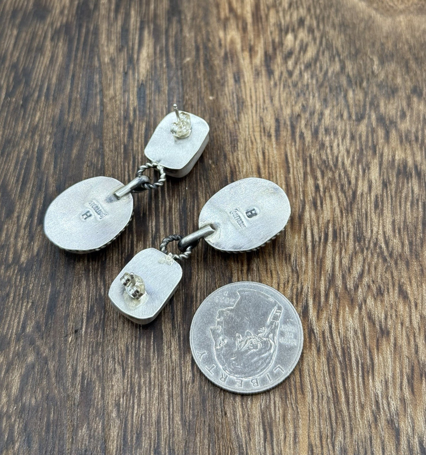 Navajo Handmade Sterling Silver Mixed Spiny Oyster Shell Post Dangle Earrings